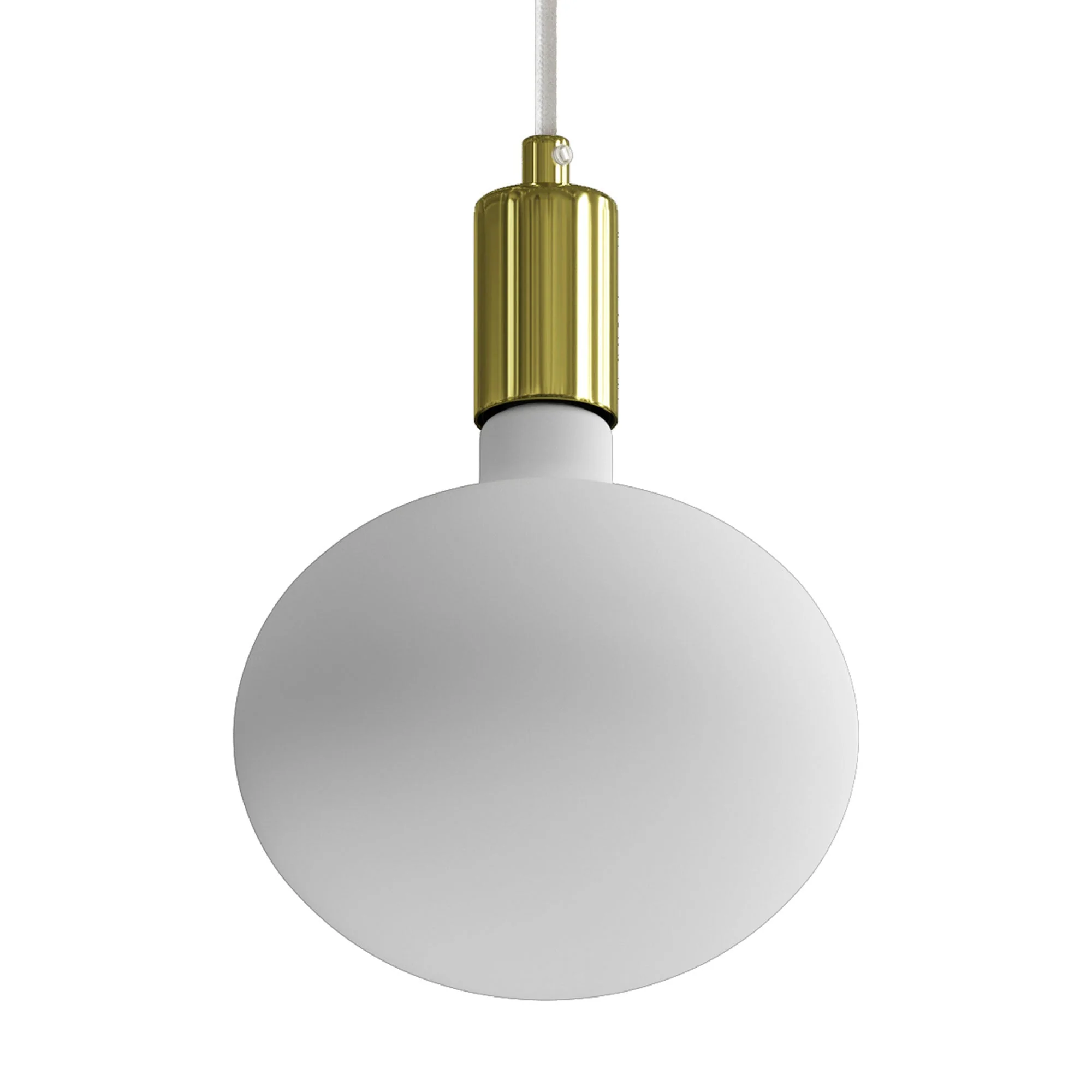 Pendelleuchte mit Textilkabel und kontrastierenden Metalldetails – Messing