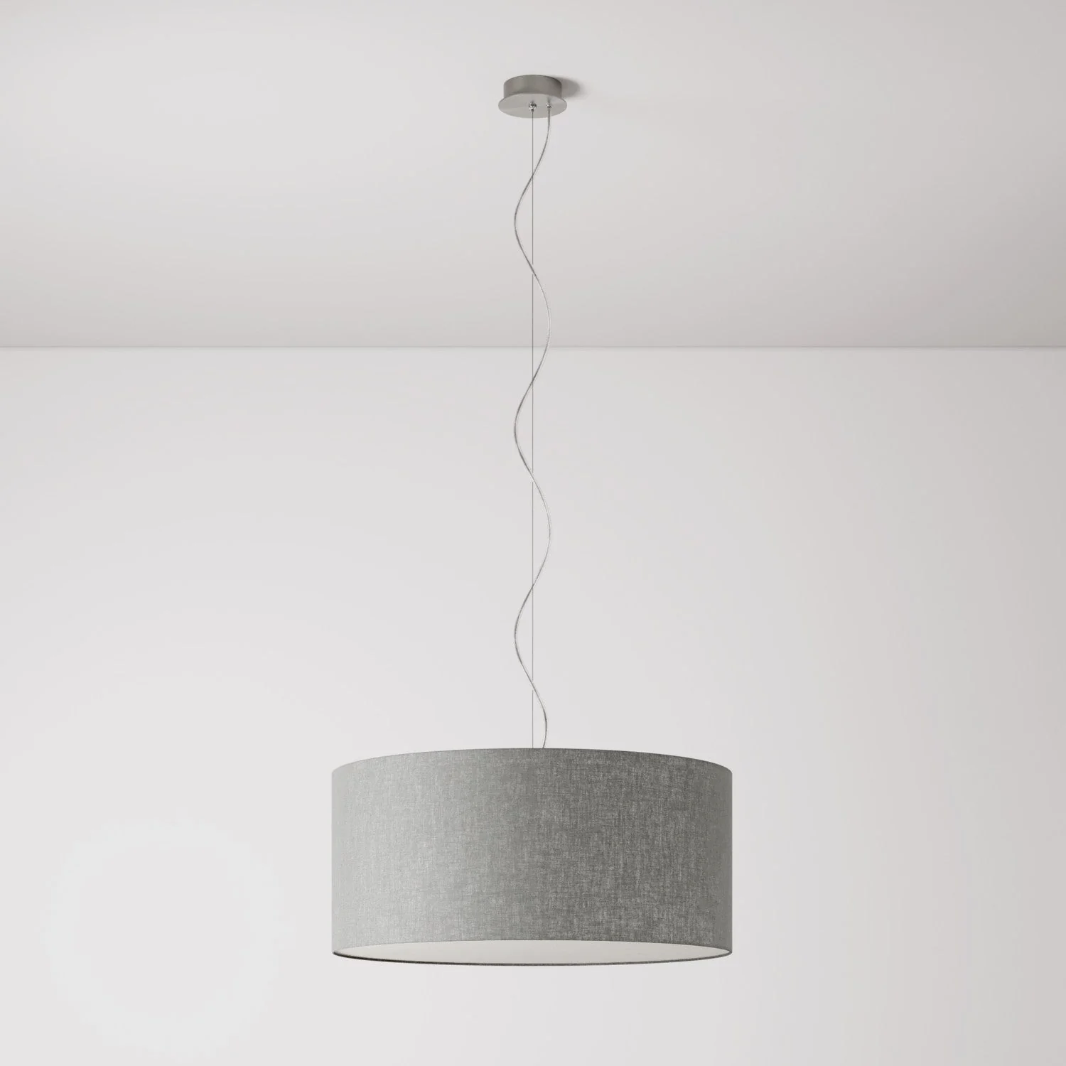 Hängeleuchte mit Stoffkabel, Zylinderschirm Large – Made in Italy – Camelot Grau - Image 7