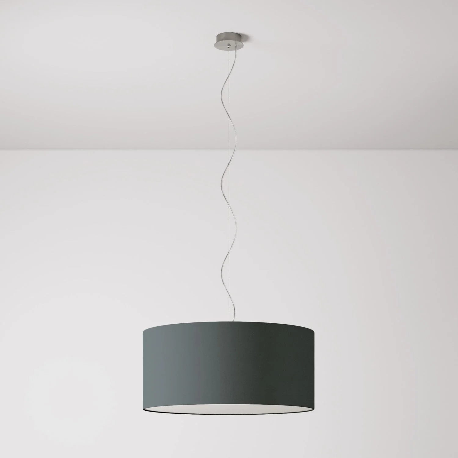 Pendelleuchte mit Stoffschirm Zylindro Large – Made in Italy – Dunkelgraues Gewebe - Image 7