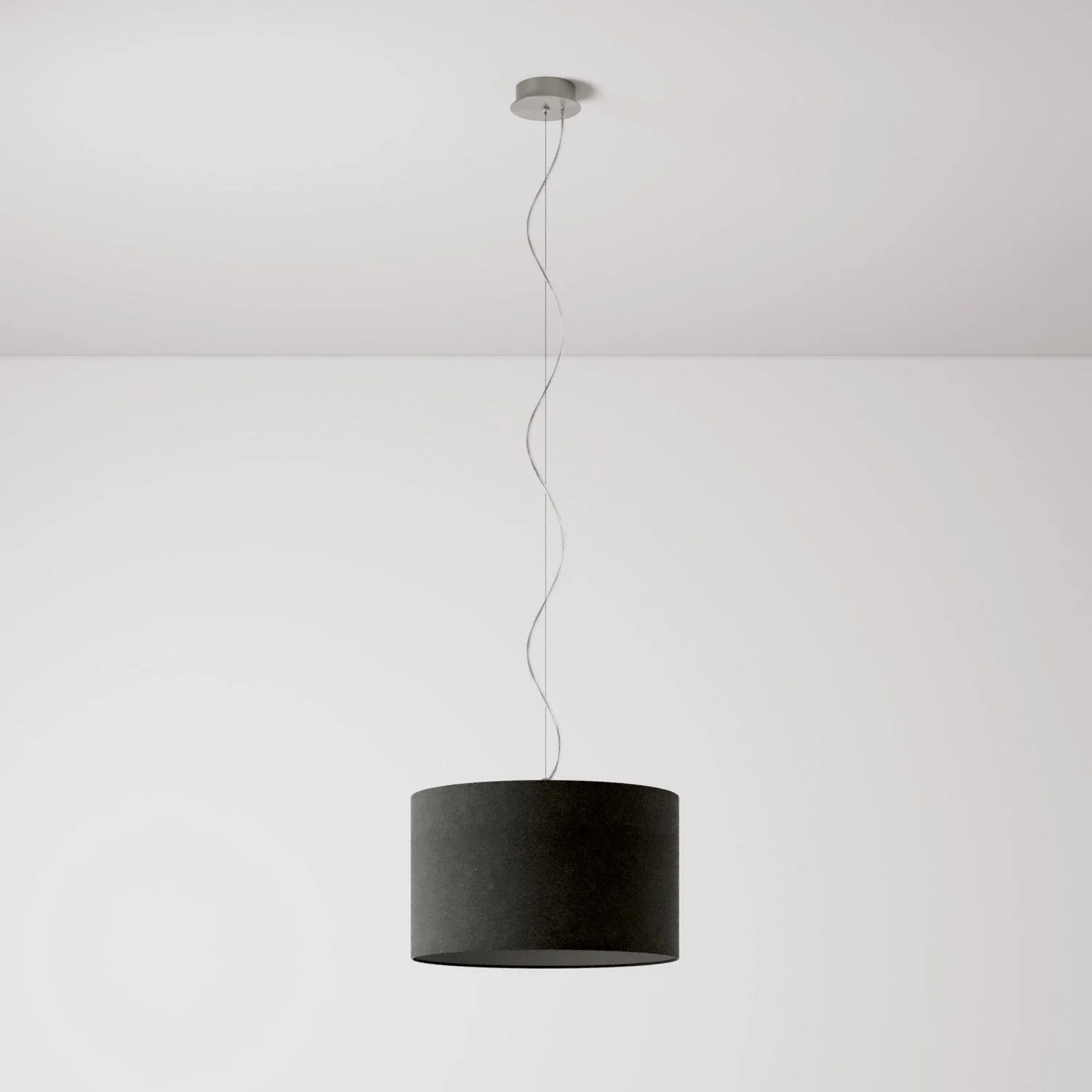 Pendelleuchte mit Stoffschirm Cilindro Small – Made in Italy – Lana Dunkelgrau