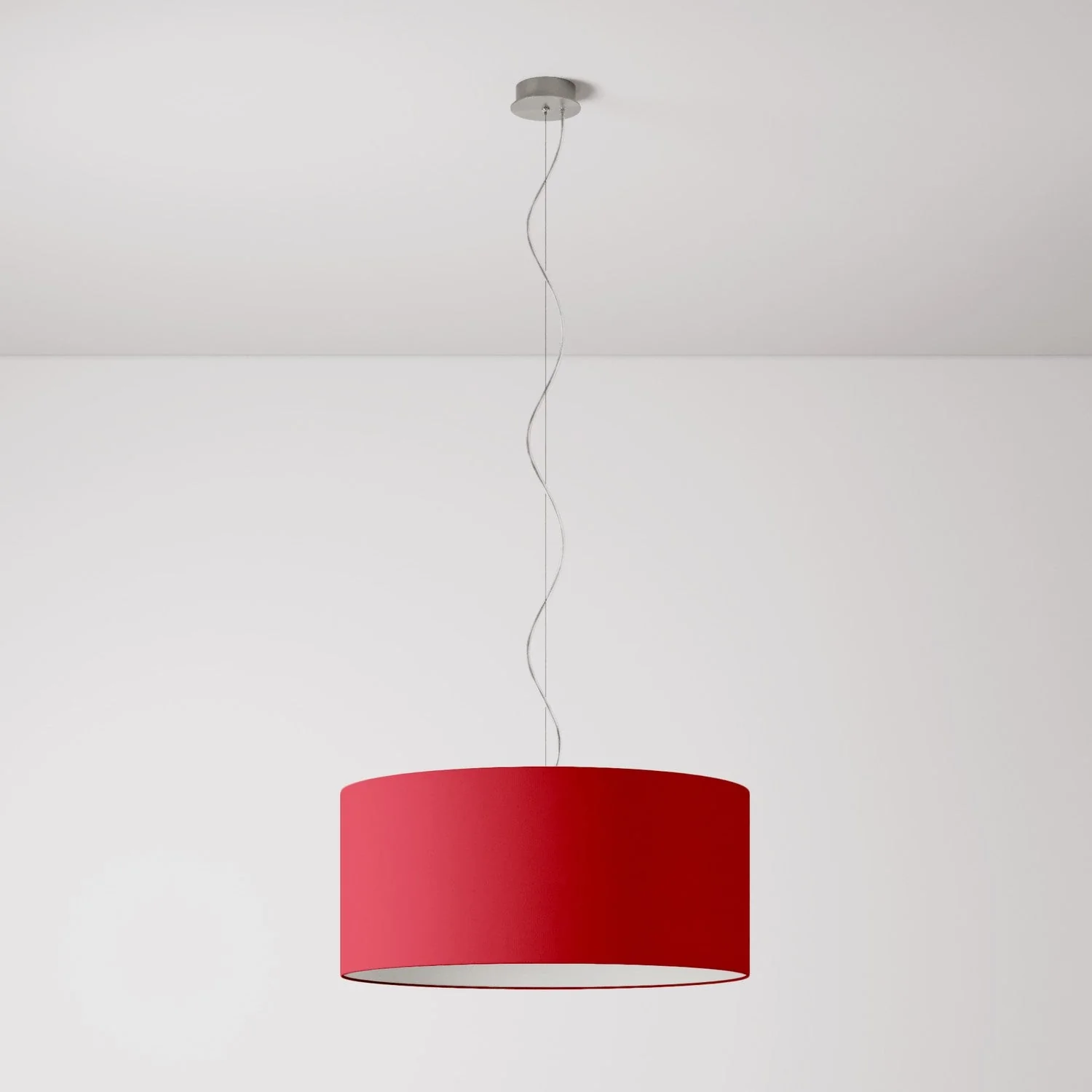 Pendelleuchte mit zylindrischem Textilschirm Large – Made in Italy – Teletta Rot