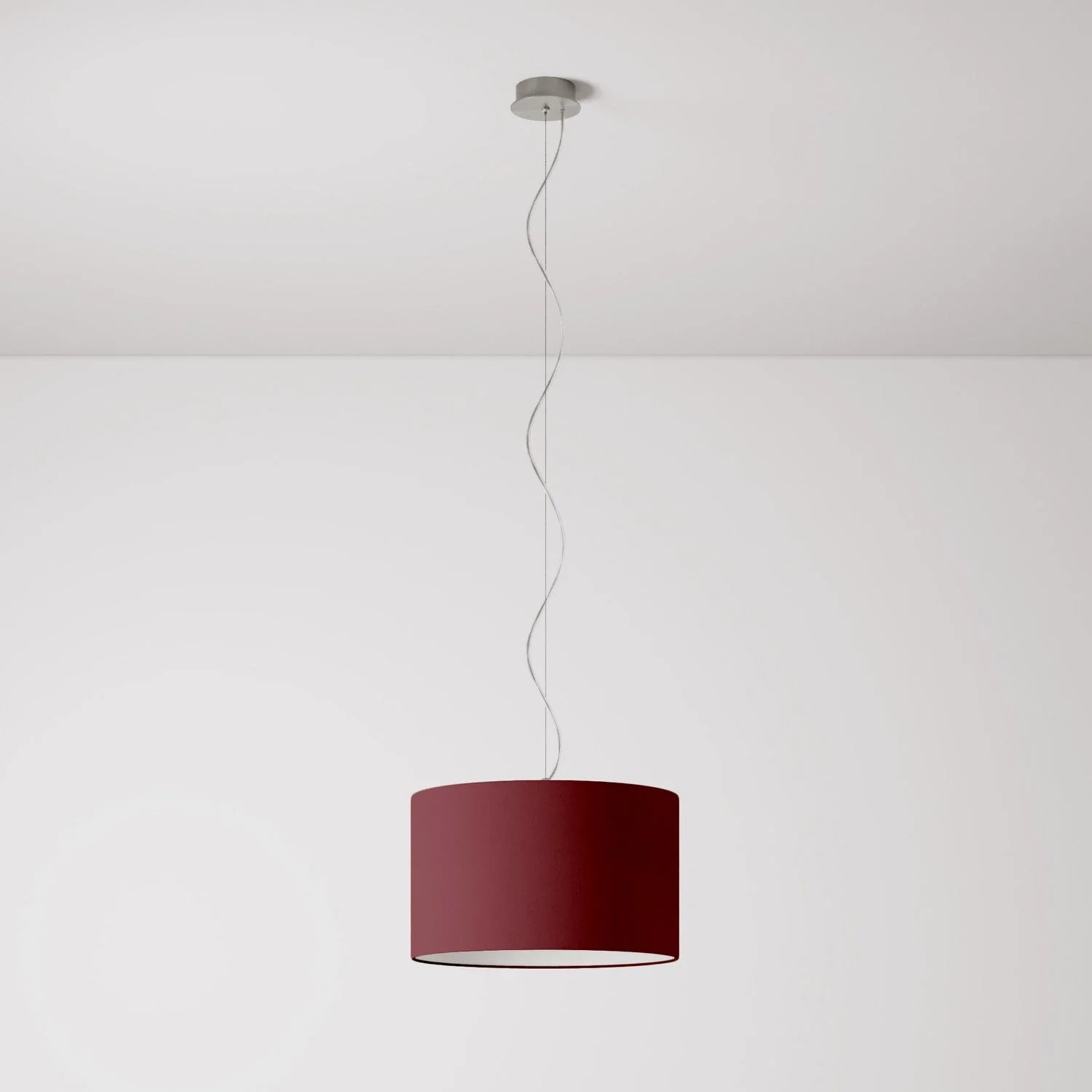 Pendelleuchte mit Lampenschirm aus Stoff Cilindro Small – Made in Italy – Arenal Bordeaux