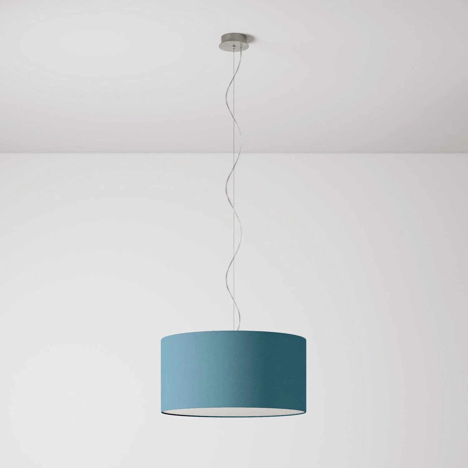 Pendelleuchte mit Lampenschirm aus Stoff Zylinder Medium Stahblau – Made in Italy - Image 7