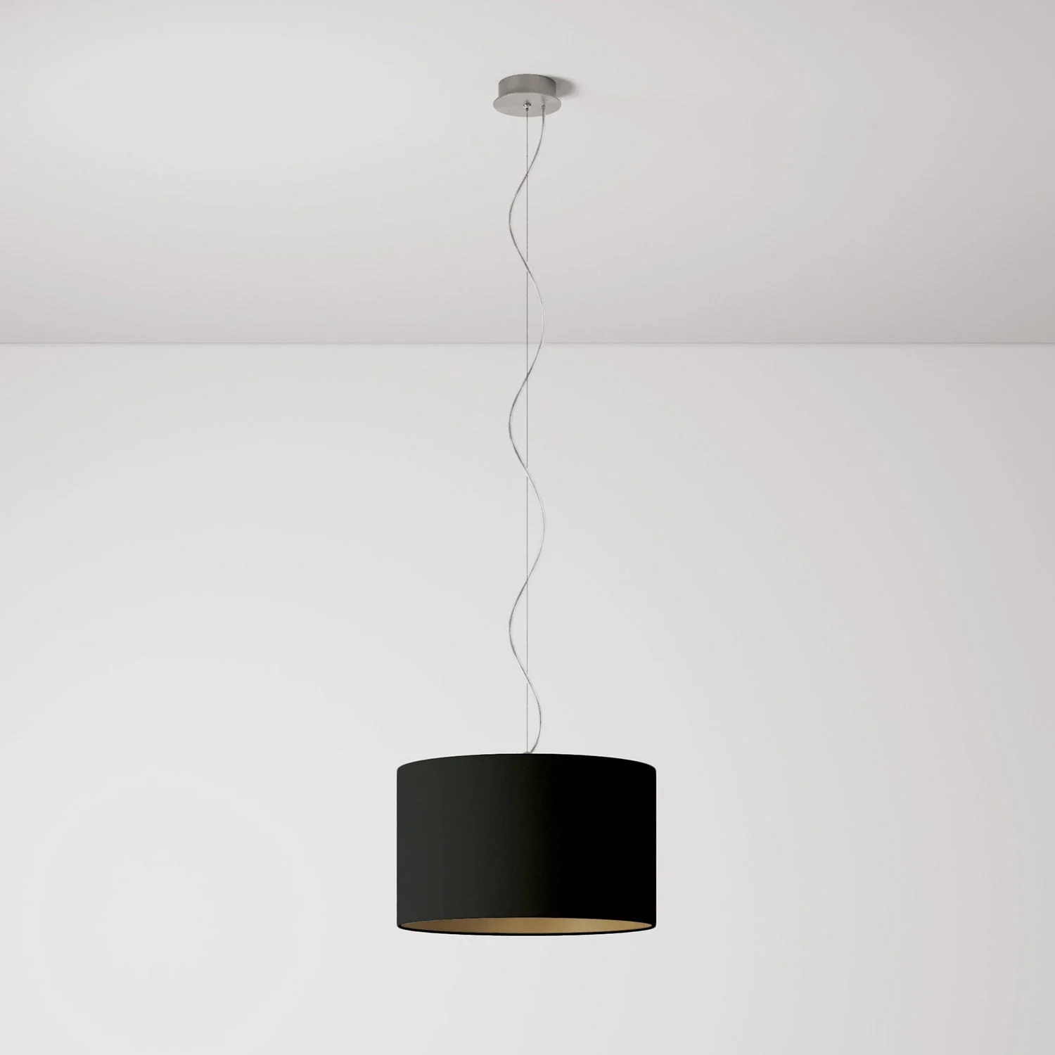 Pendelleuchte mit Stoffschirm Cilindro Small – Made in Italy – Schwarz/Gold