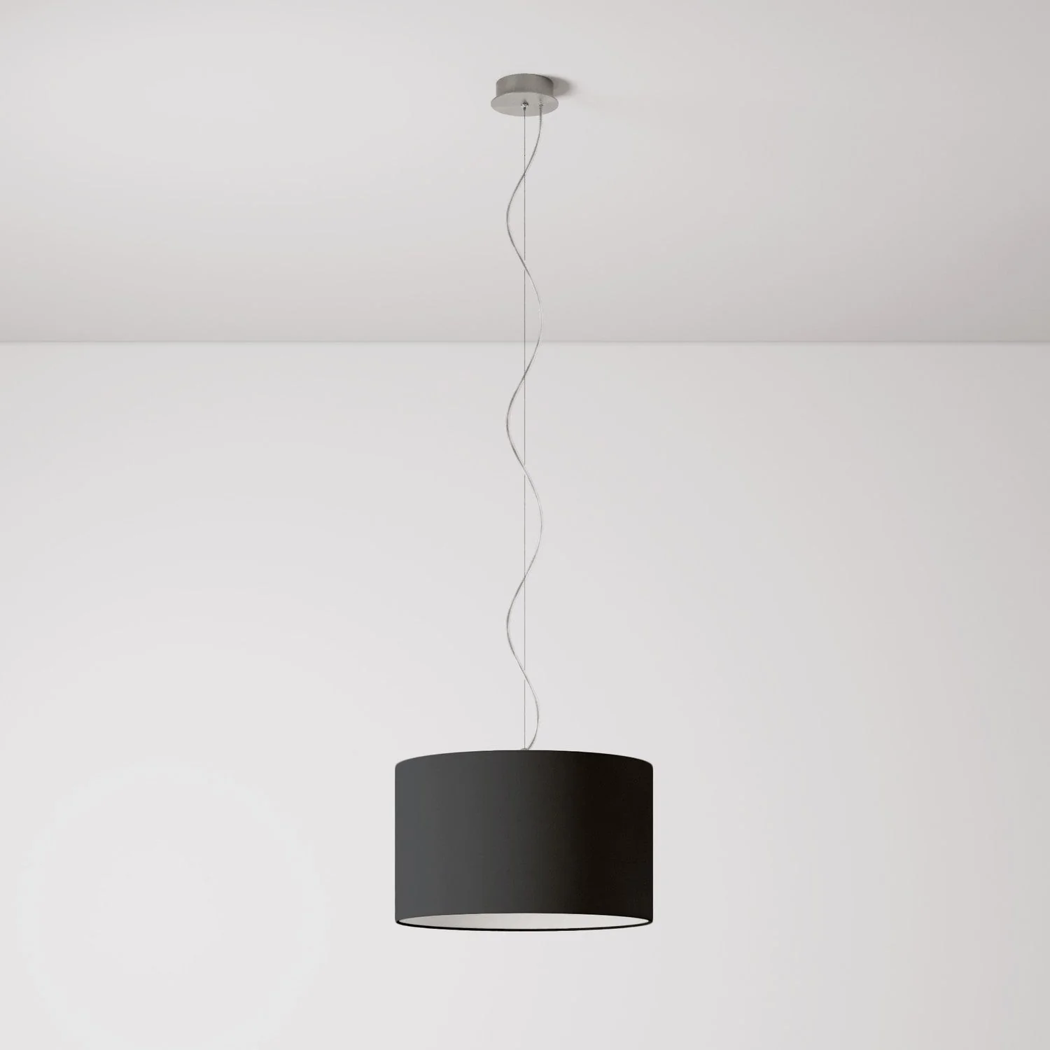 Pendelleuchte mit Zylinderschirm aus Stoff Small – Made in Italy – Antrazitstoff