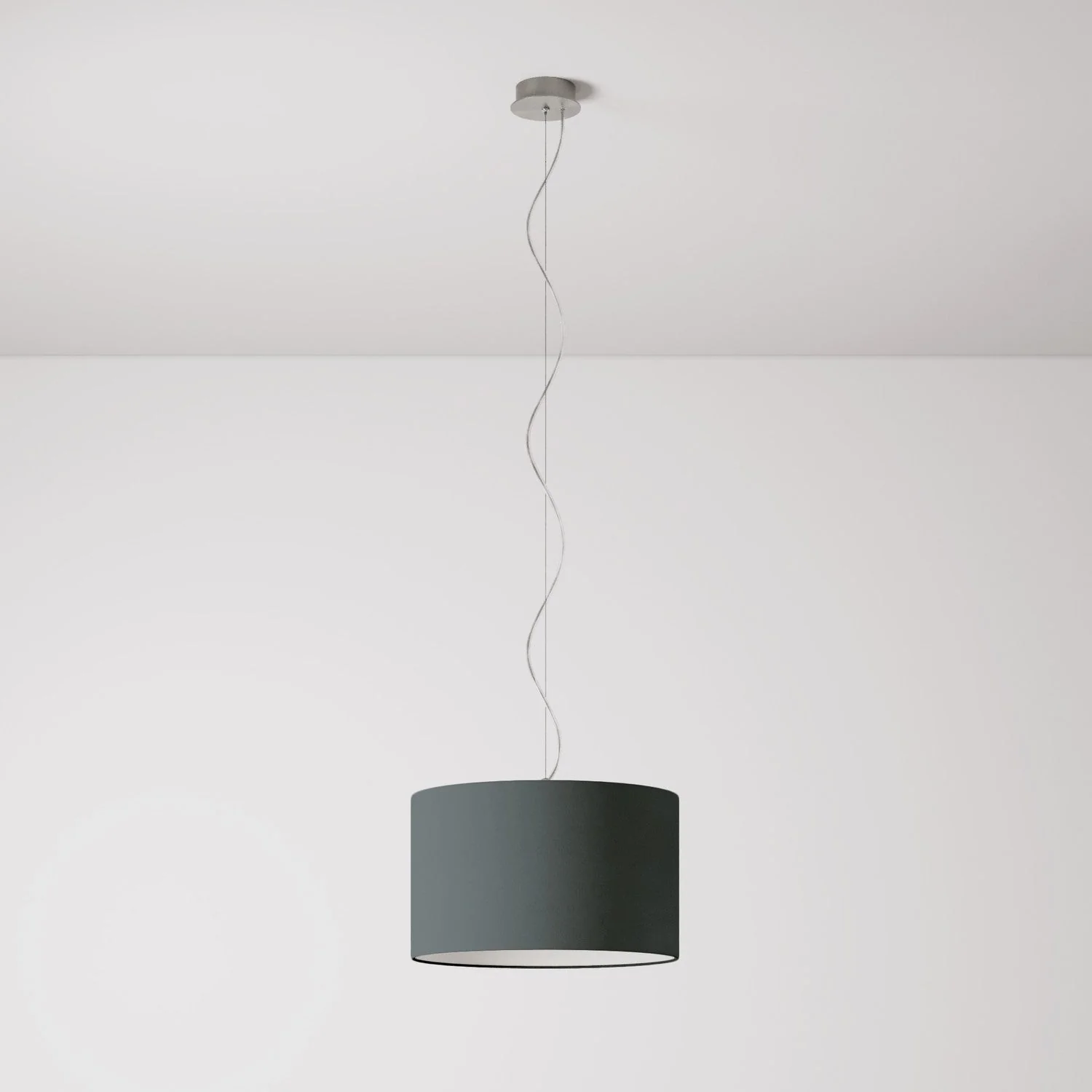 Pendelleuchte mit Lampenschirm Cilindro Small aus Stoff – Made in Italy – Teletta Dunkelgrau