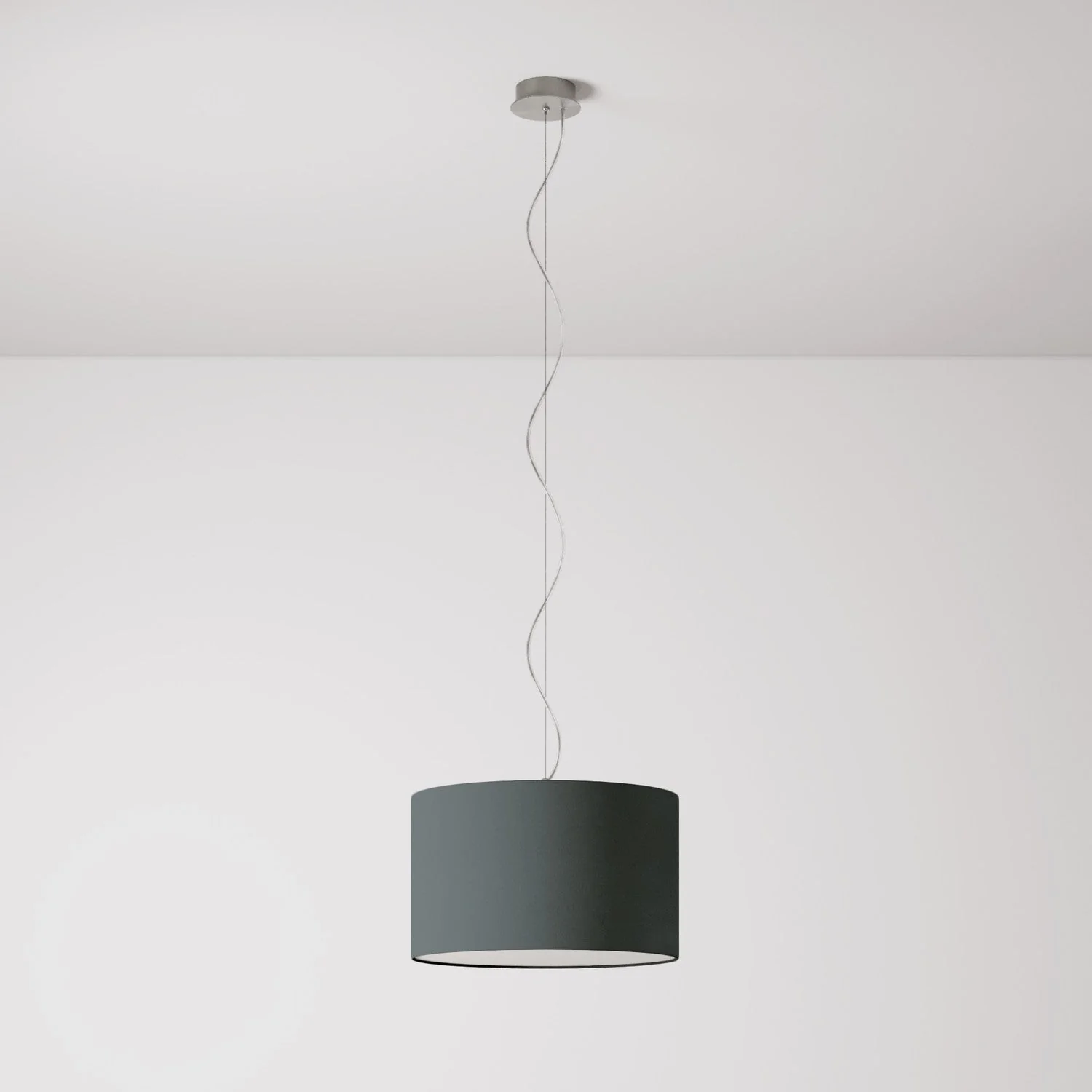 Pendelleuchte mit Lampenschirm Cilindro Small aus Stoff – Made in Italy – Teletta Dunkelgrau - Image 7