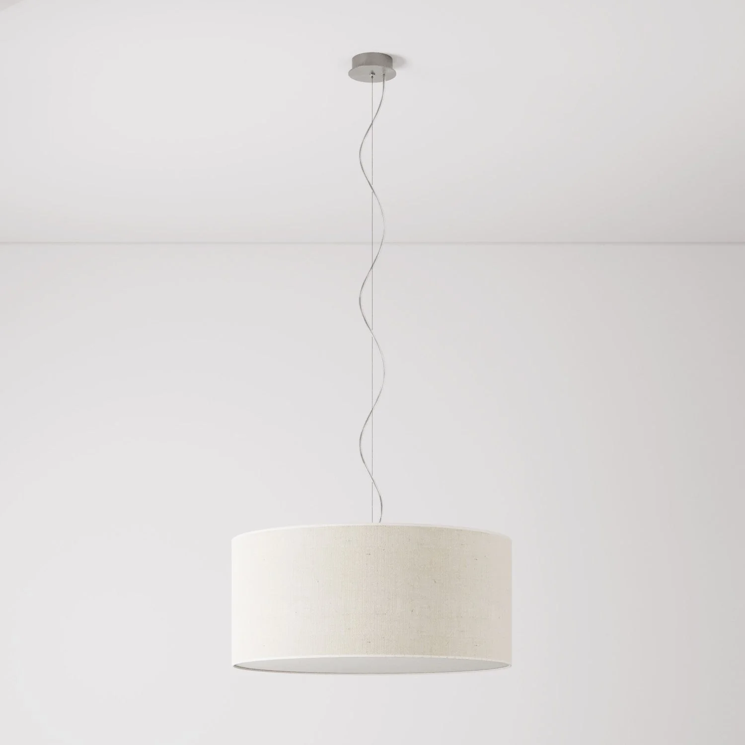 Hängeleuchte mit großem Zylinder-Lampenschirm aus Stoff – Made in Italy – Helle Jute - Image 7