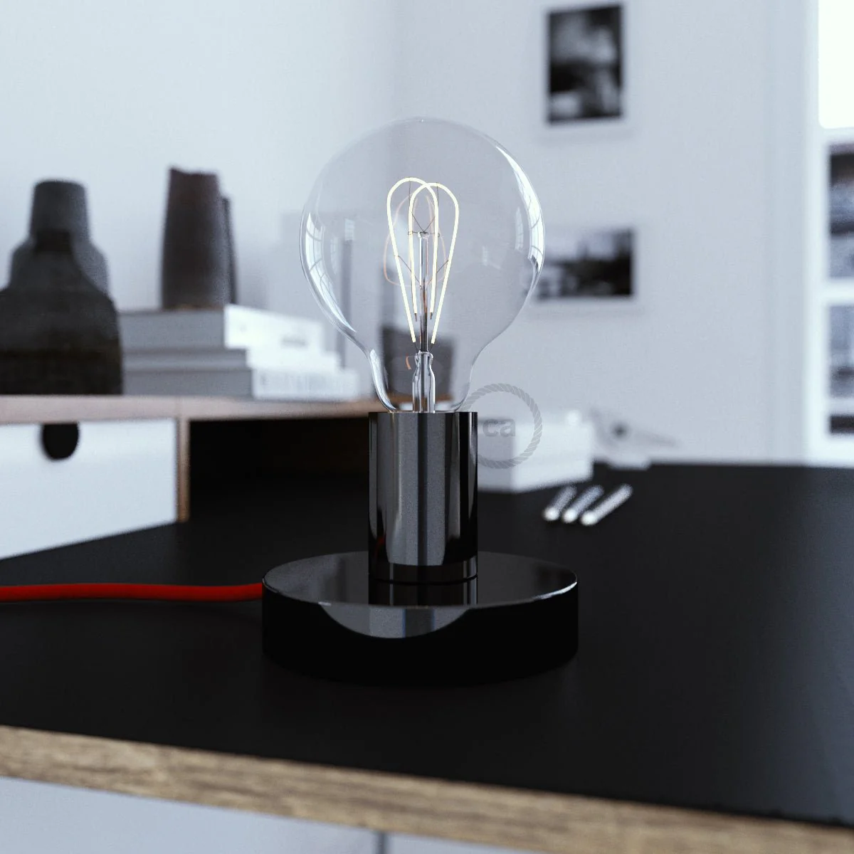 Posaluce – Tischlampe aus Metall – Schwarz Perle - Image 2