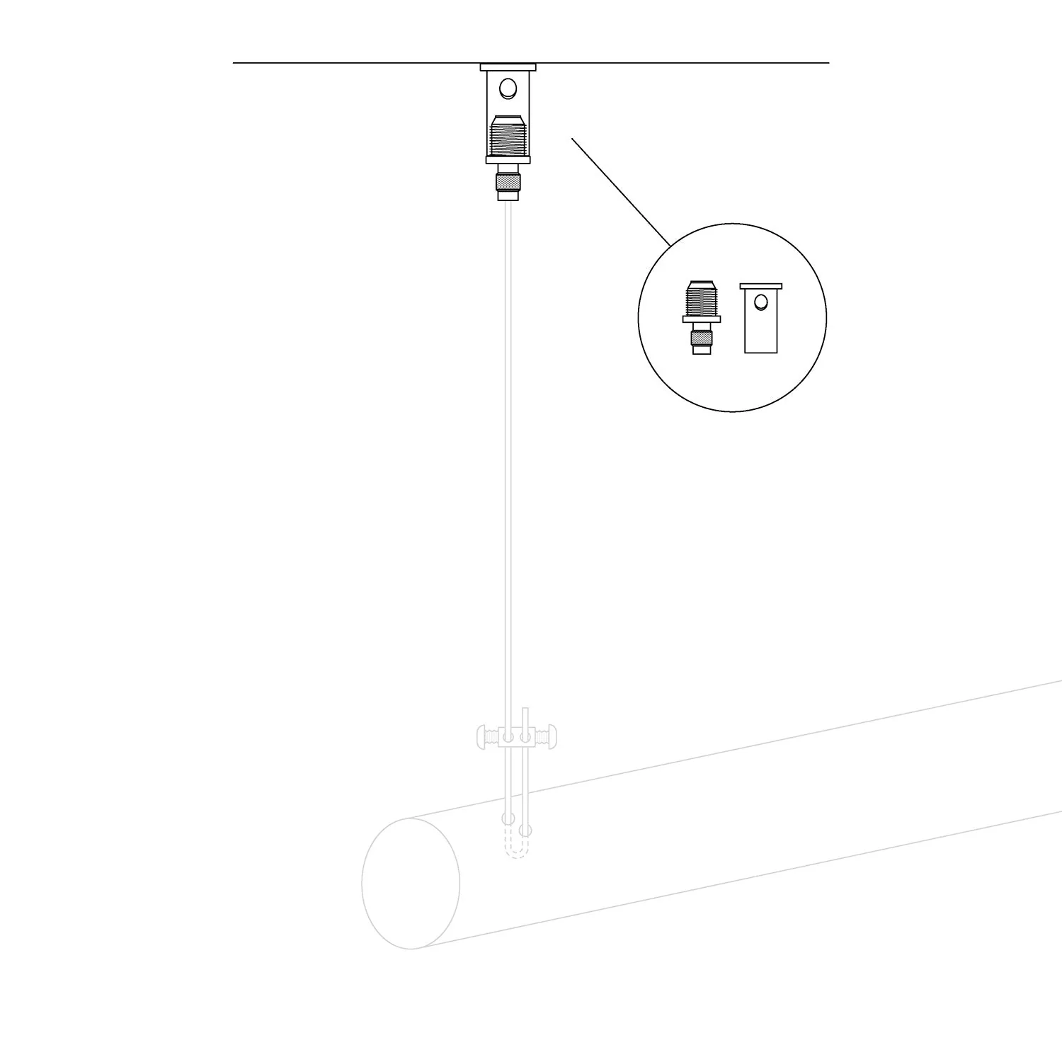Professioneller Decken-Spanner für Stahl-Textilkabel – Anschluss M10x1 für schwere oder dezentrale Pendelleuchten - Image 4