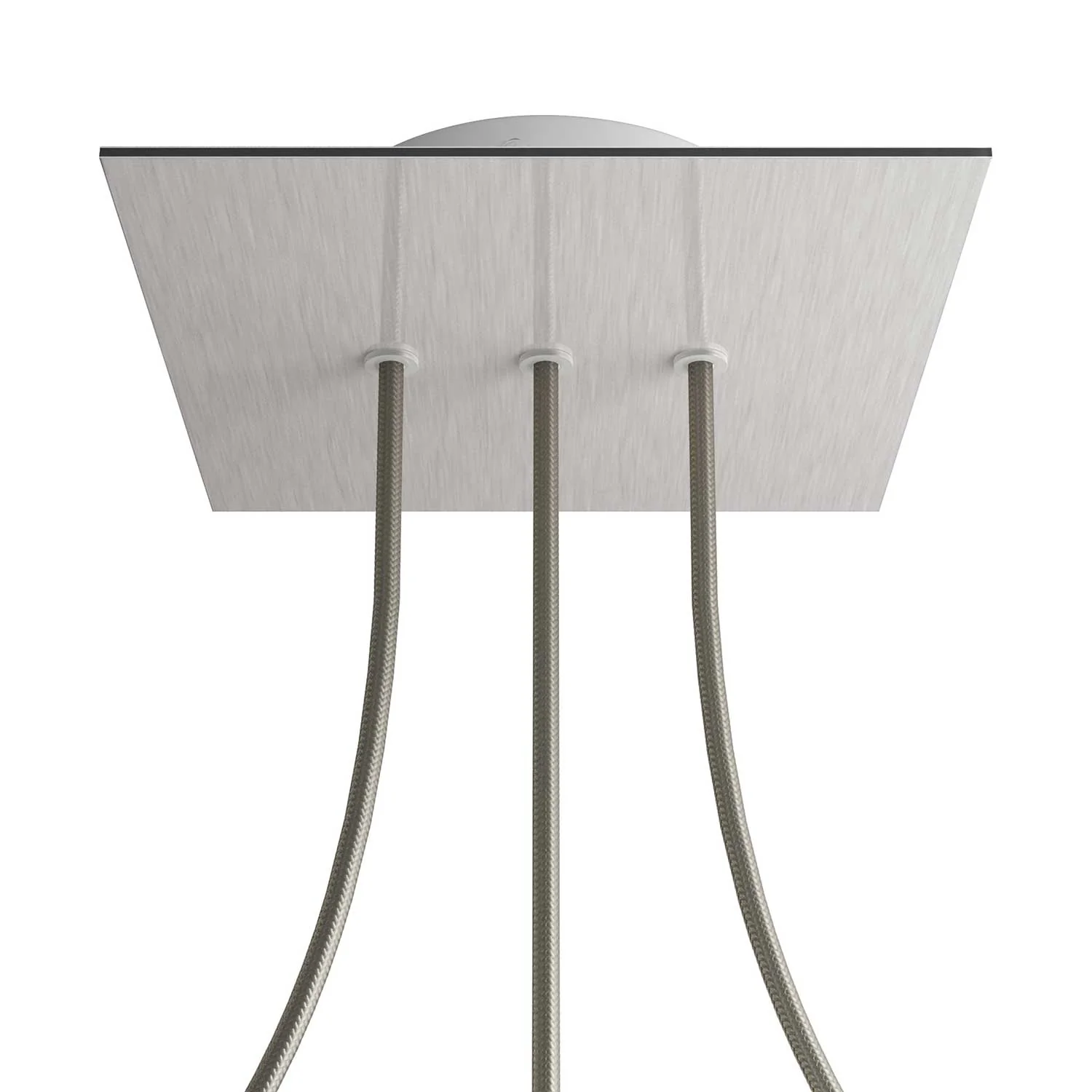 Rose-One Baldachin quadratisch, 200 mm mit 3 Löchern in Reihe und 4 seitlichen Löchern - Dibond Satinstahl
