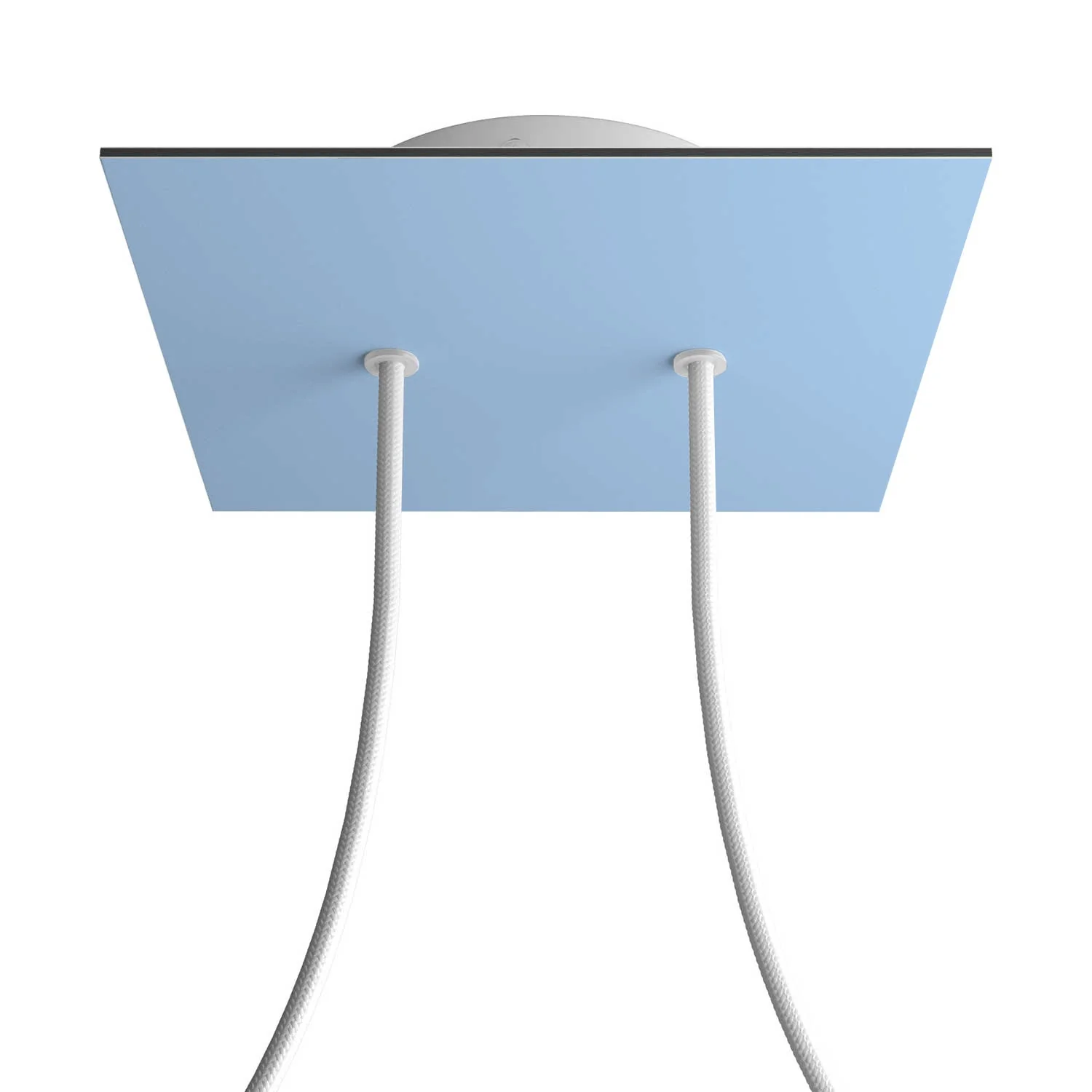 Quadratischer Rose-One Baldachin, 200 mm mit 2 Löchern und 4 Seitenlöchern – Zuckertütenblau