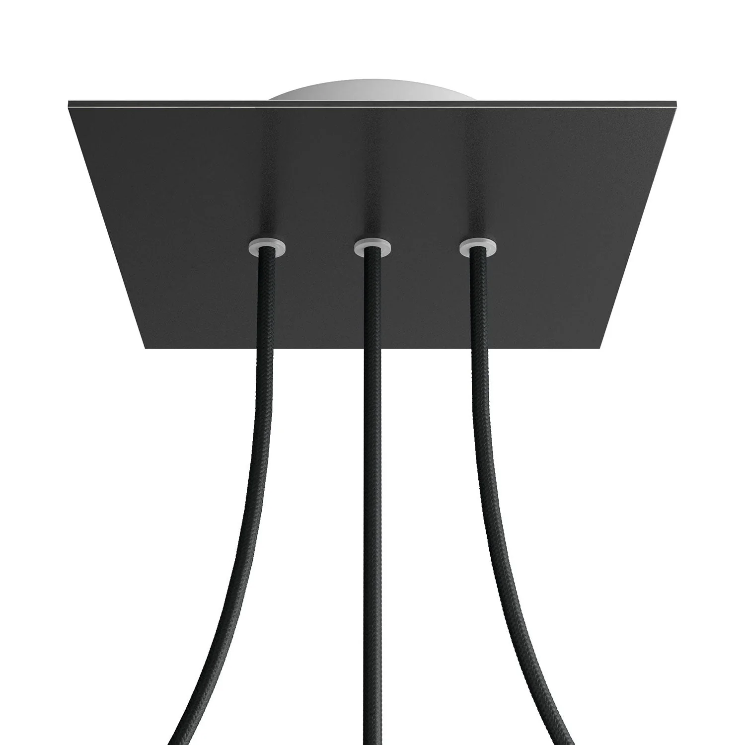 Rose-One quadratischer Baldachin, 200 mm mit 3 linearen und 4 seitlichen Öffnungen – Matt Schwarz