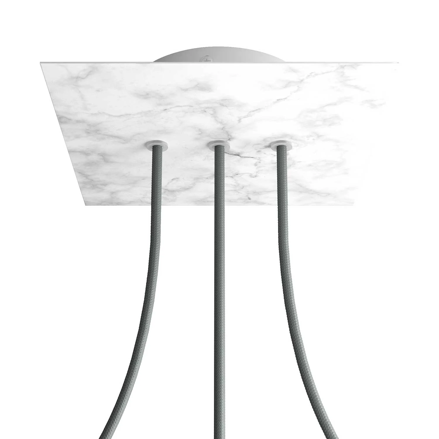 Rosone Rose-One quadratisch, 200 mm mit 3 Öffnungen in Reihe und 4 seitlichen Öffnungen – Carrara-Marmor