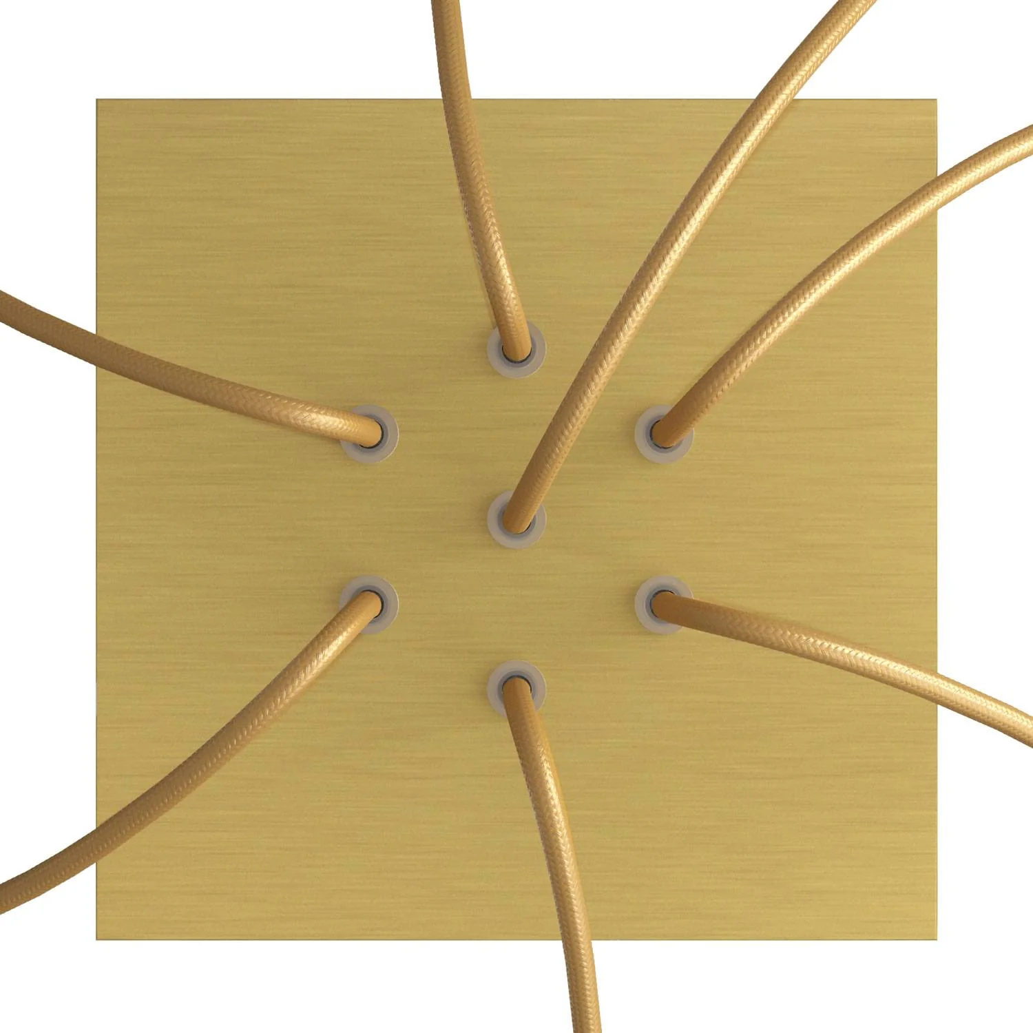 Rosone Rose-One quadratisch, 200 mm, mit 7 Löchern und 4 seitlichen Öffnungen – Dibond Satiniertes Messing - Image 2