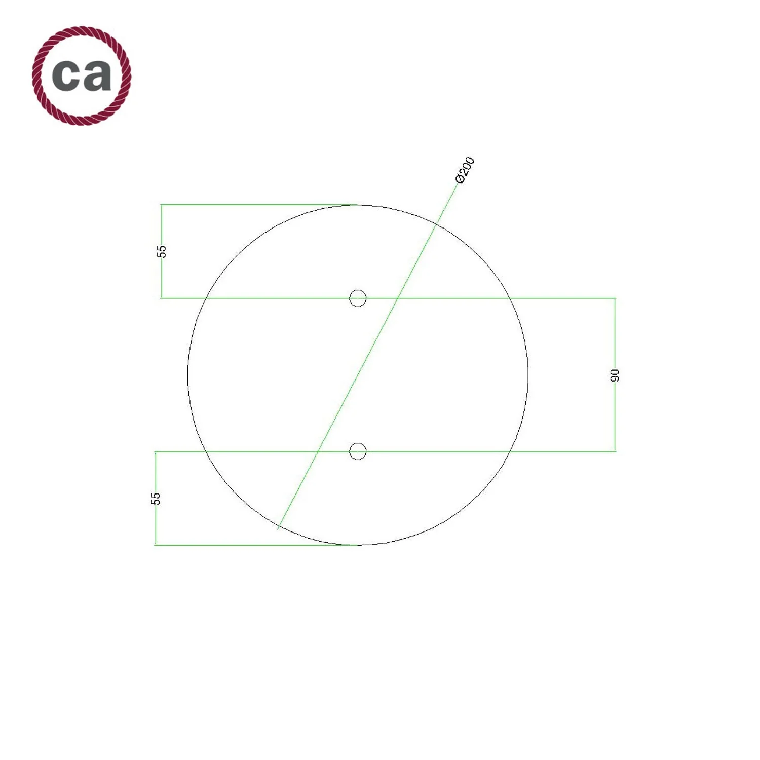 Rose-One Baldachin rund, Durchmesser 200 mm mit 2 Löchern und 4 seitlichen Löchern – Dibond mattierter Stahl - Image 7