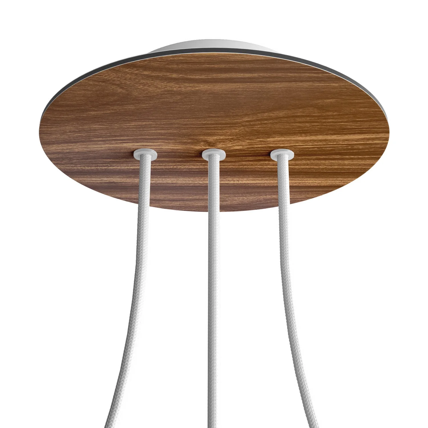 Lampenbaldachin Rose-One rund, Durchmesser 200 mm mit 3 Bohrungen in Linie und 4 seitlichen Bohrungen – Holz