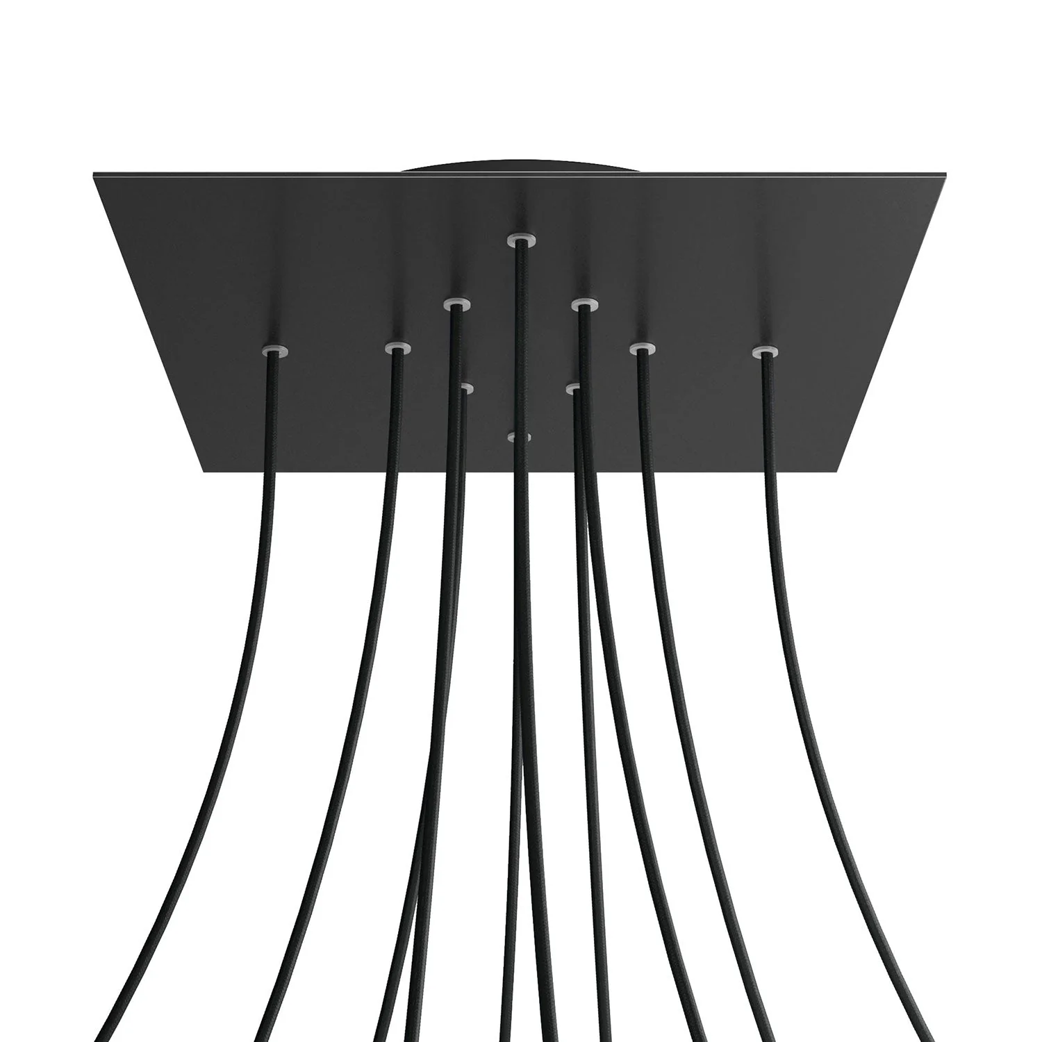 Lampenbaldachin XXL Rose-One quadratisch, 400 mm mit 10 Bohrungen und 4 seitlichen Bohrungen – Mattschwarz - Image 8