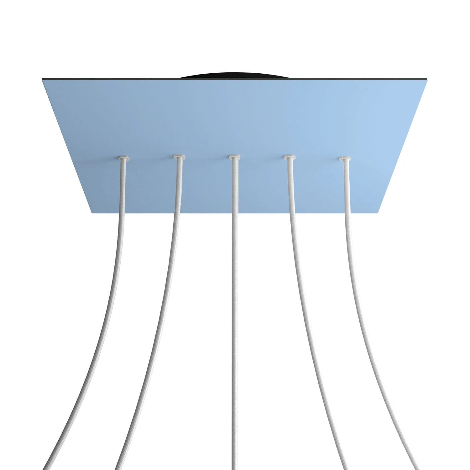 Lampenbaldachin XXL Rose-One quadratisch, 400 mm mit 5 Löchern in Linie und 4 seitlichen Löchern – Zuckerpapier-Blau - Image 8