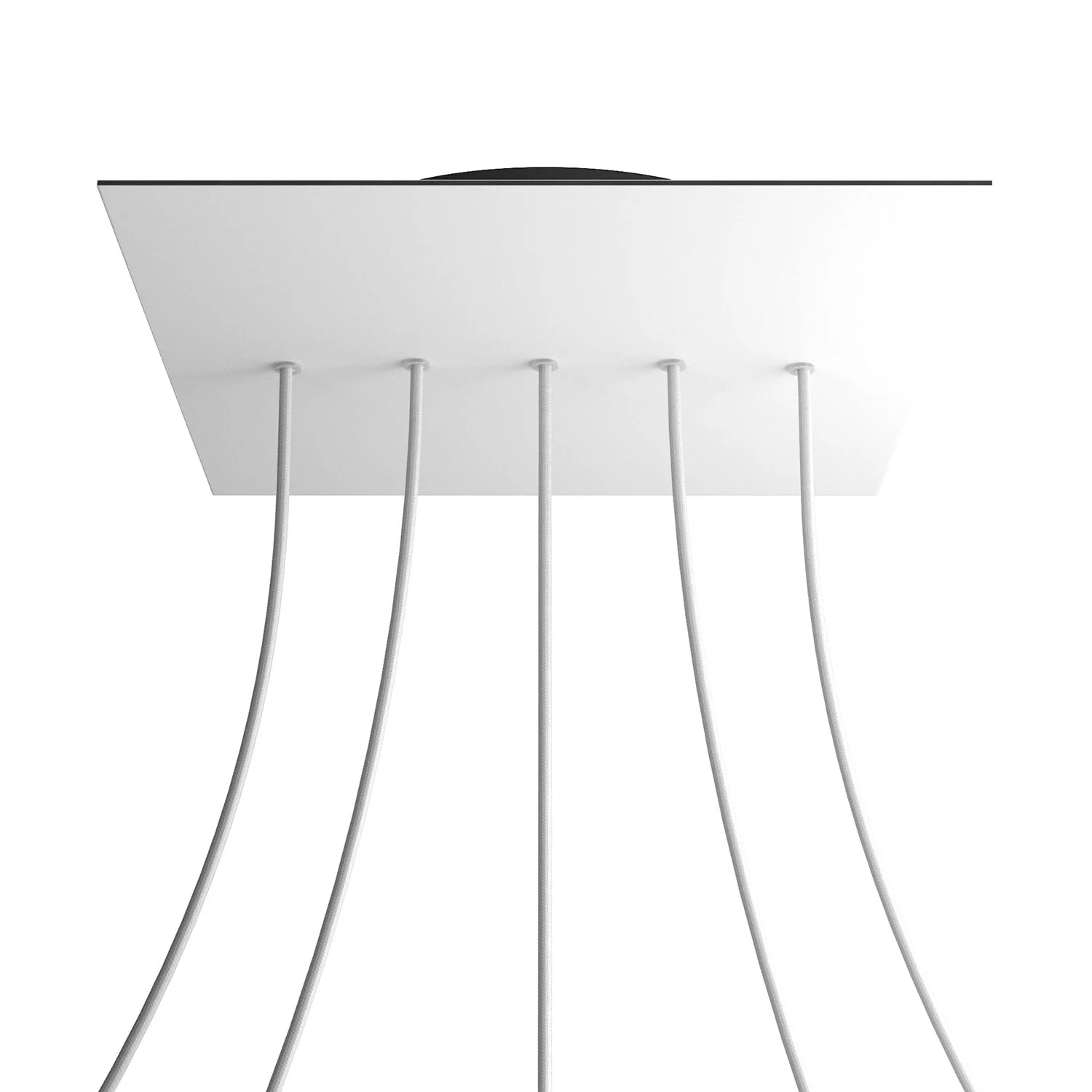 XXL quadratischer Rose-One Baldachin, 400 mm mit 5 Löchern in Reihe und 4 seitlichen Löchern – Mattweiß - Image 8