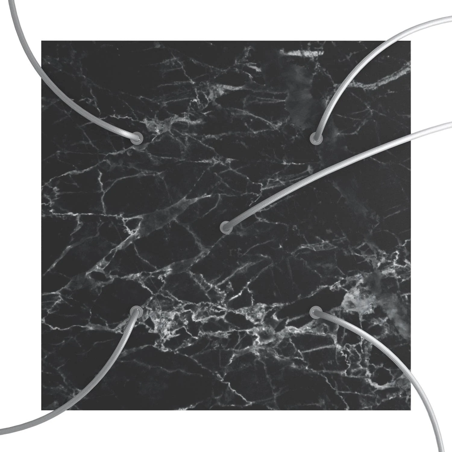 Lampenbaldachin XXL Rose-One quadratisch, 400 mm mit 5 Löchern und 4 seitlichen Löchern - Marmor Marquina - Image 2