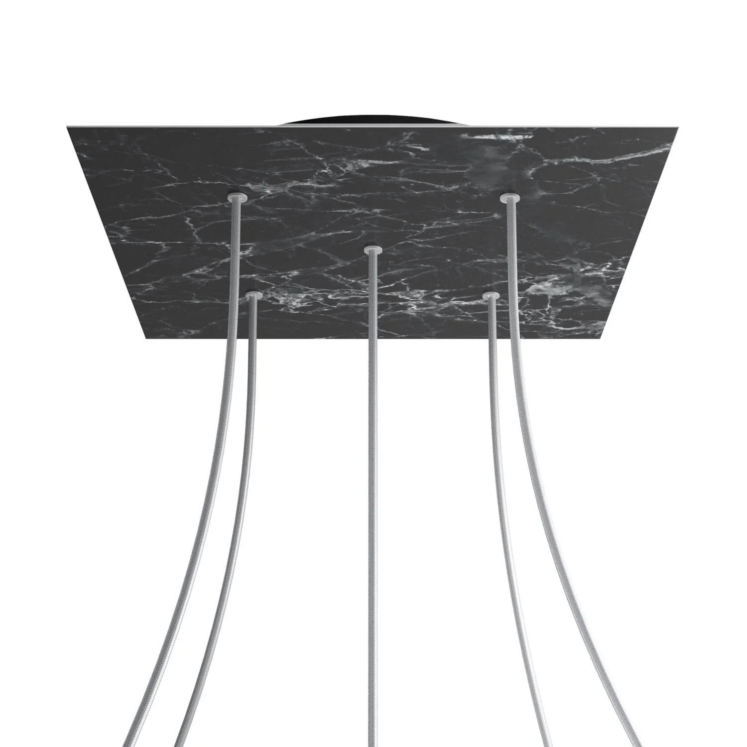 Lampenbaldachin XXL Rose-One quadratisch, 400 mm mit 5 Löchern und 4 seitlichen Löchern - Marmor Marquina - Image 8