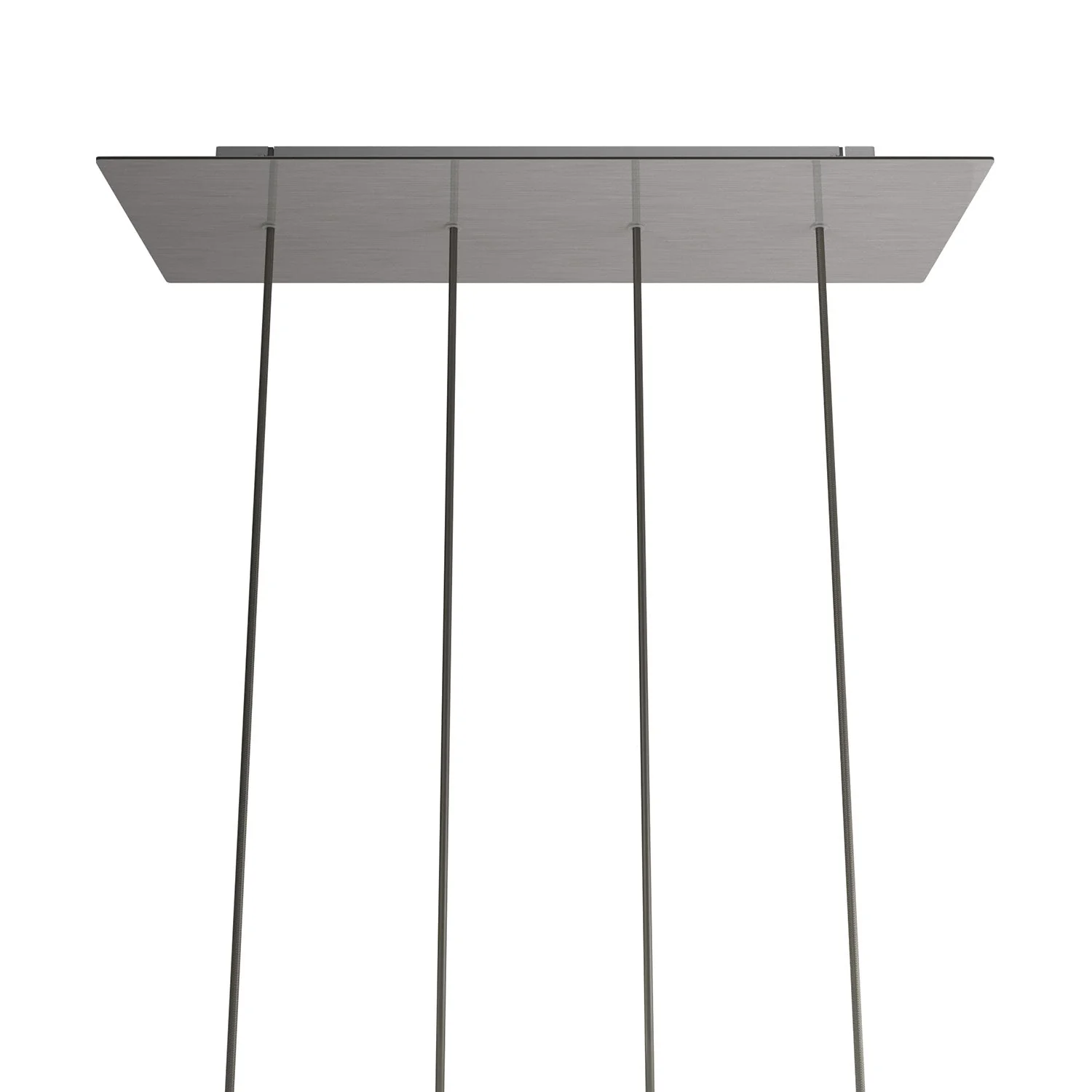 Rechteckiger XXL Rose-One Baldachin mit 4 Löchern in Linie und 6 seitlichen Löchern, Maße 675 x 225 mm  - Satiniertes Dibond-Stahl