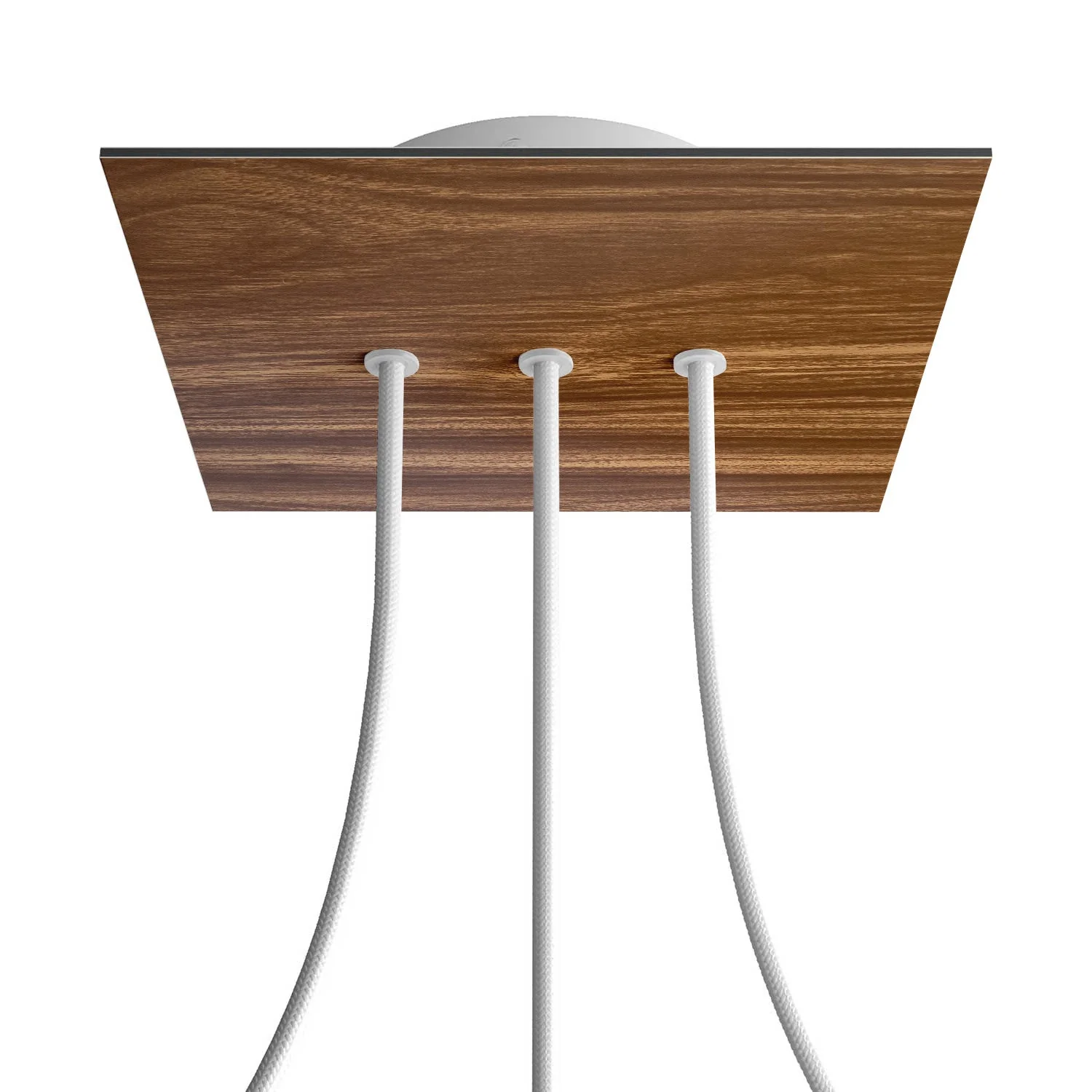 Rose-One quadratischer Lampenbaldachin, 200 mm mit 3 Löchern in Linie und 4 seitlichen Löchern – Holz