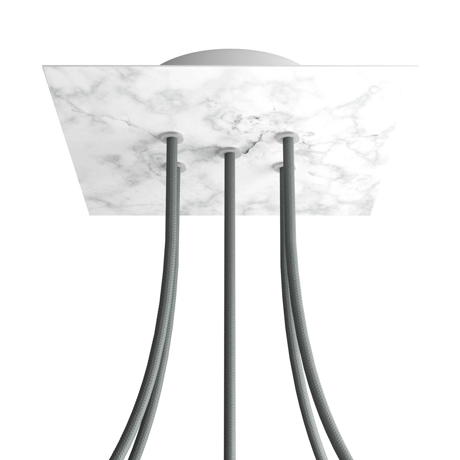 Quadratischer Rose-One Baldachin, 200 mm mit 5 Löchern und 4 seitlichen Löchern – Carrara-Marmor