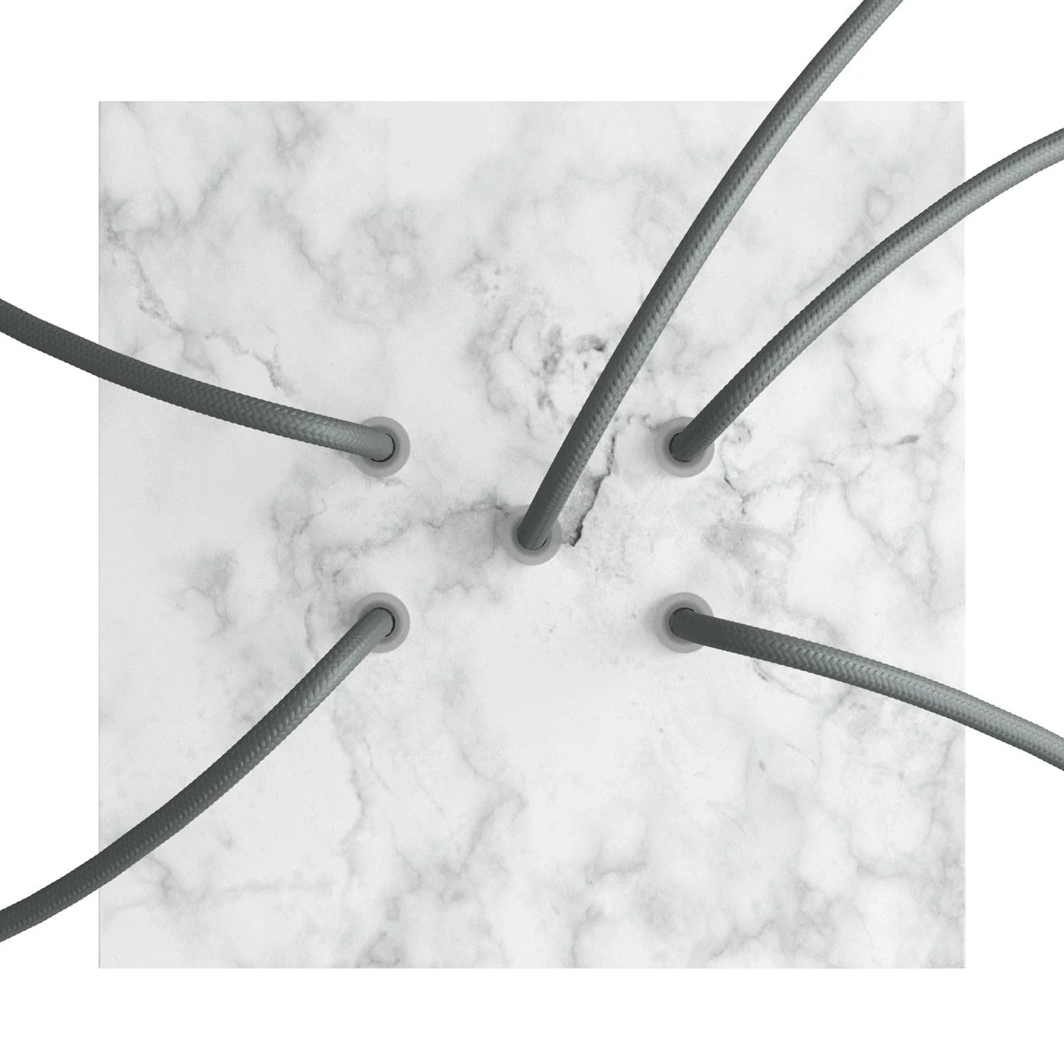 Quadratischer Rose-One Baldachin, 200 mm mit 5 Löchern und 4 seitlichen Löchern – Carrara-Marmor - Image 2