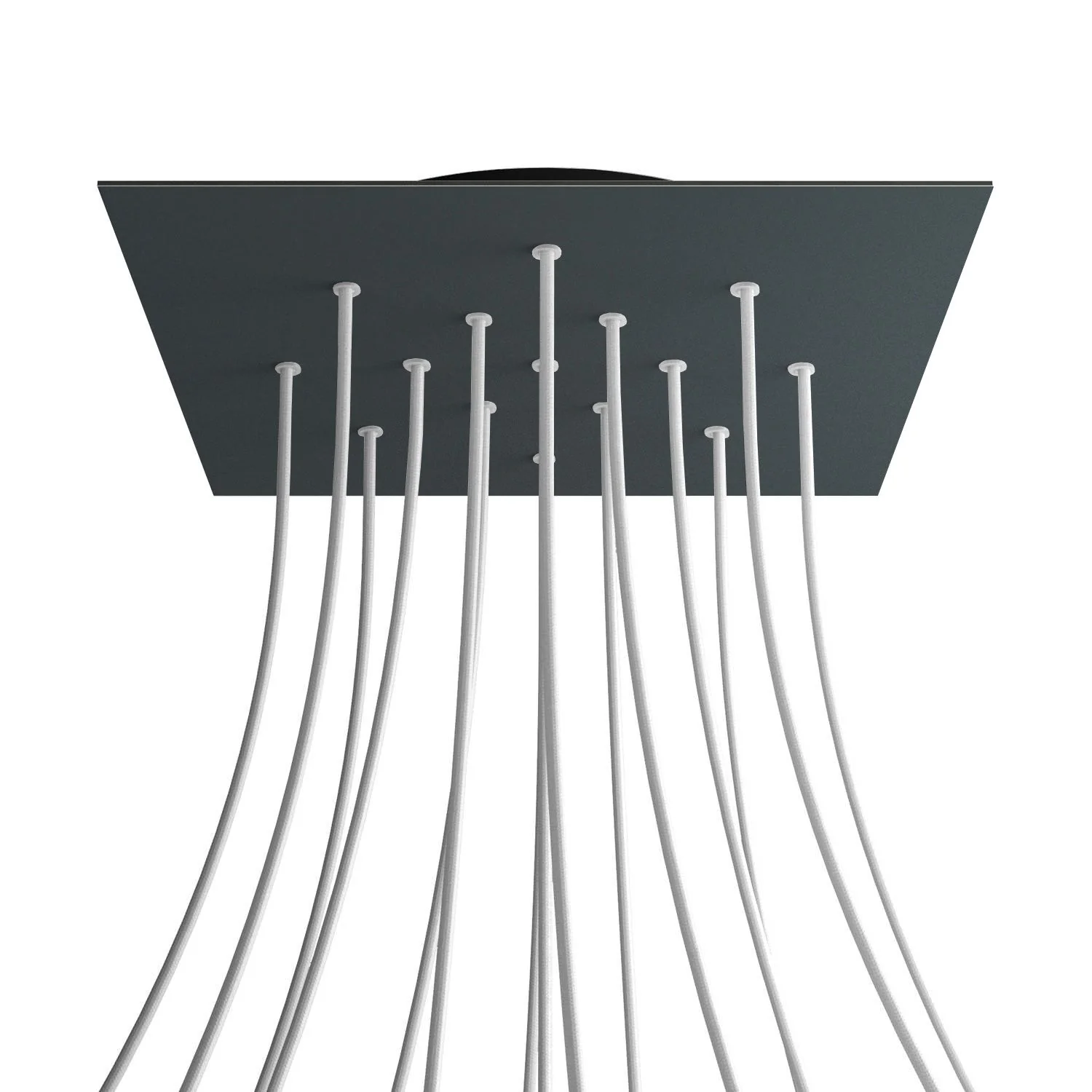 XXL Lampenbaldachin Rose-One quadratisch, 400 mm mit 15 Bohrungen und 4 seitlichen Löchern - Anthrazit - Image 8
