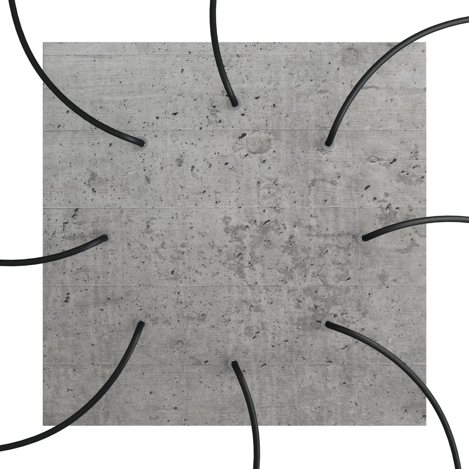 XXL Lampenbaldachin Rose-One quadratisch, 400 mm mit 8 Löchern und 4 seitlichen Löchern – Beton - Image 2