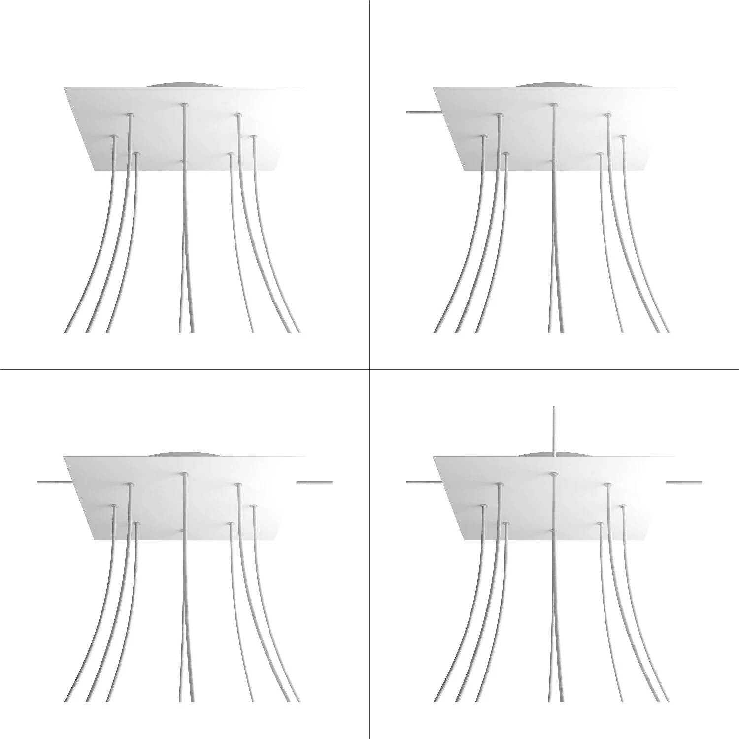 XXL Lampenbaldachin Rose-One quadratisch, 400 mm mit 8 Löchern und 4 seitlichen Löchern – Beton - Image 4