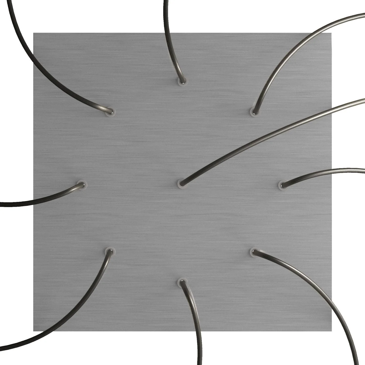 XXL Baldachin Rose-One quadratisch, 400 mm mit 9 Löchern und 4 seitlichen Löchern – Dibond satiniertes Stahlfinish - Image 2