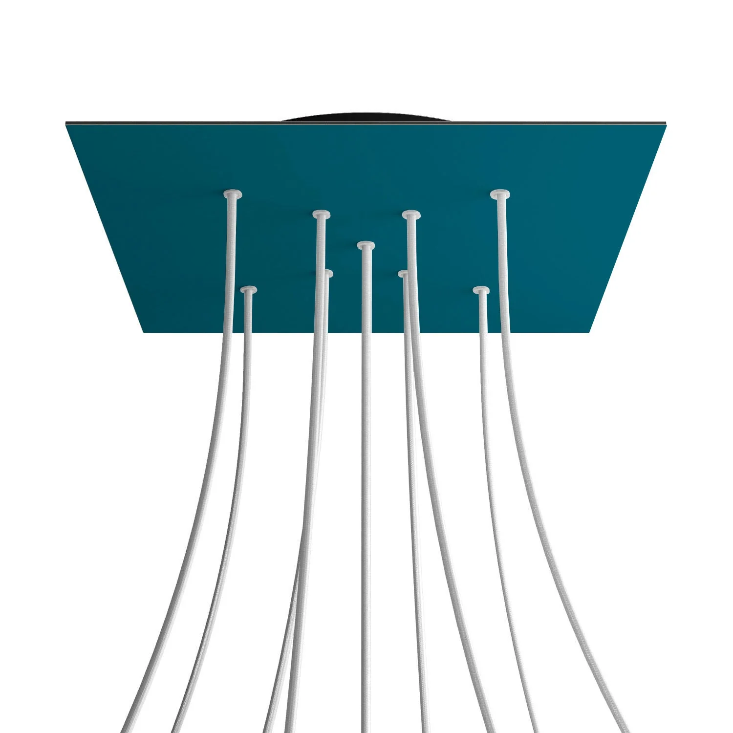 XXL-Baldachin Rose-One quadratisch, 400 mm mit 9 X-förmigen Bohrungen und 4 seitlichen Bohrungen – Petrol - Image 8