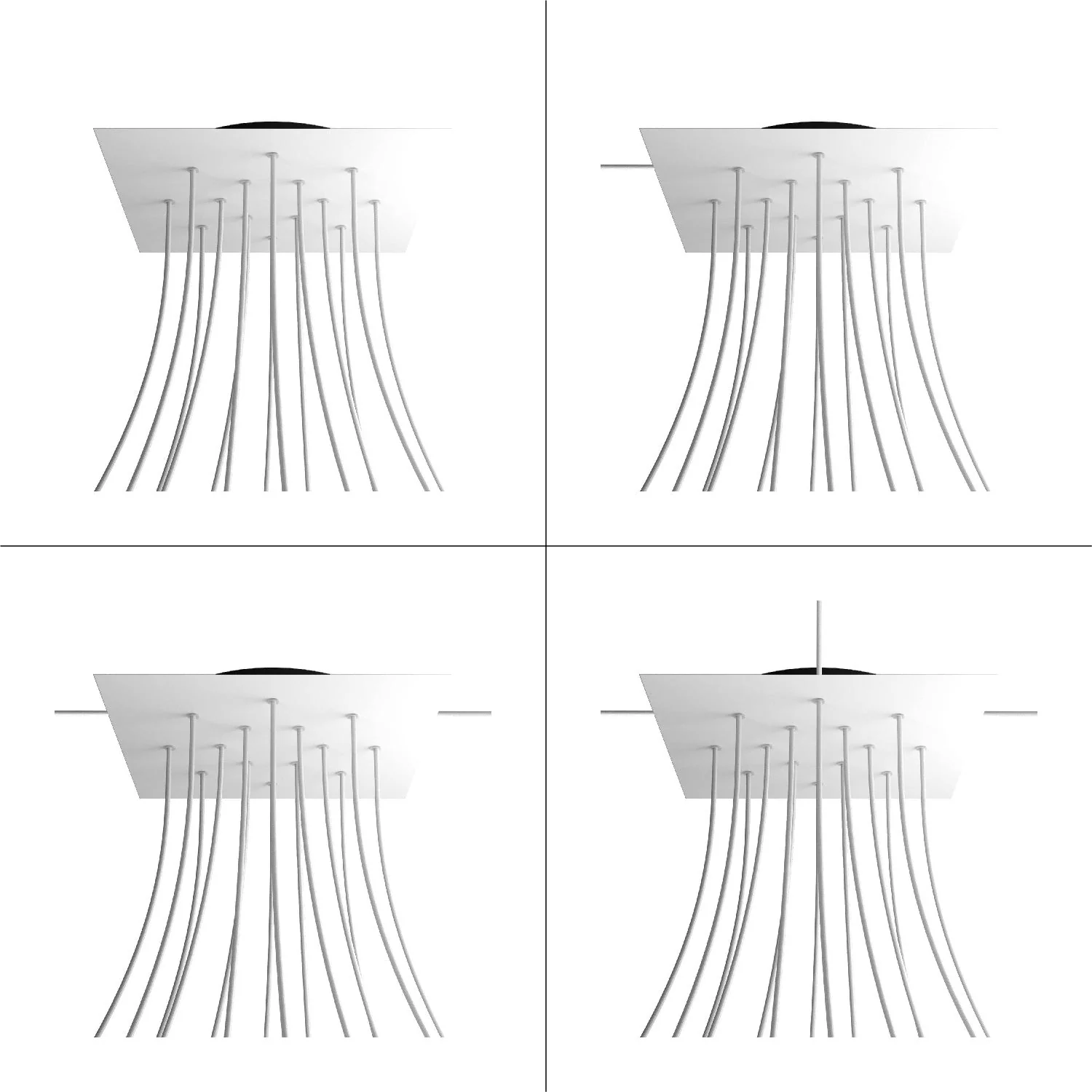 XXL Lampenbaldachin Rose-One quadratisch, 400 mm mit 14 Bohrungen und 4 seitlichen Bohrungen - Dibond satiniertes Stahl - Image 9