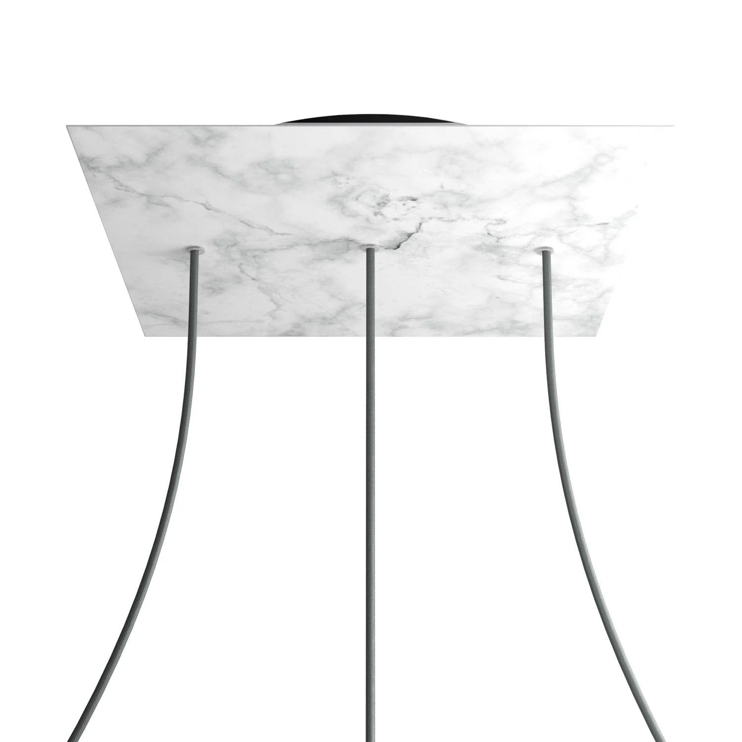 Lampenbaldachin XXL Rose-One quadratisch, 400 mm mit 3 Löchern in Linie und 4 seitlichen Löchern – Carrara-Marmor - Image 8