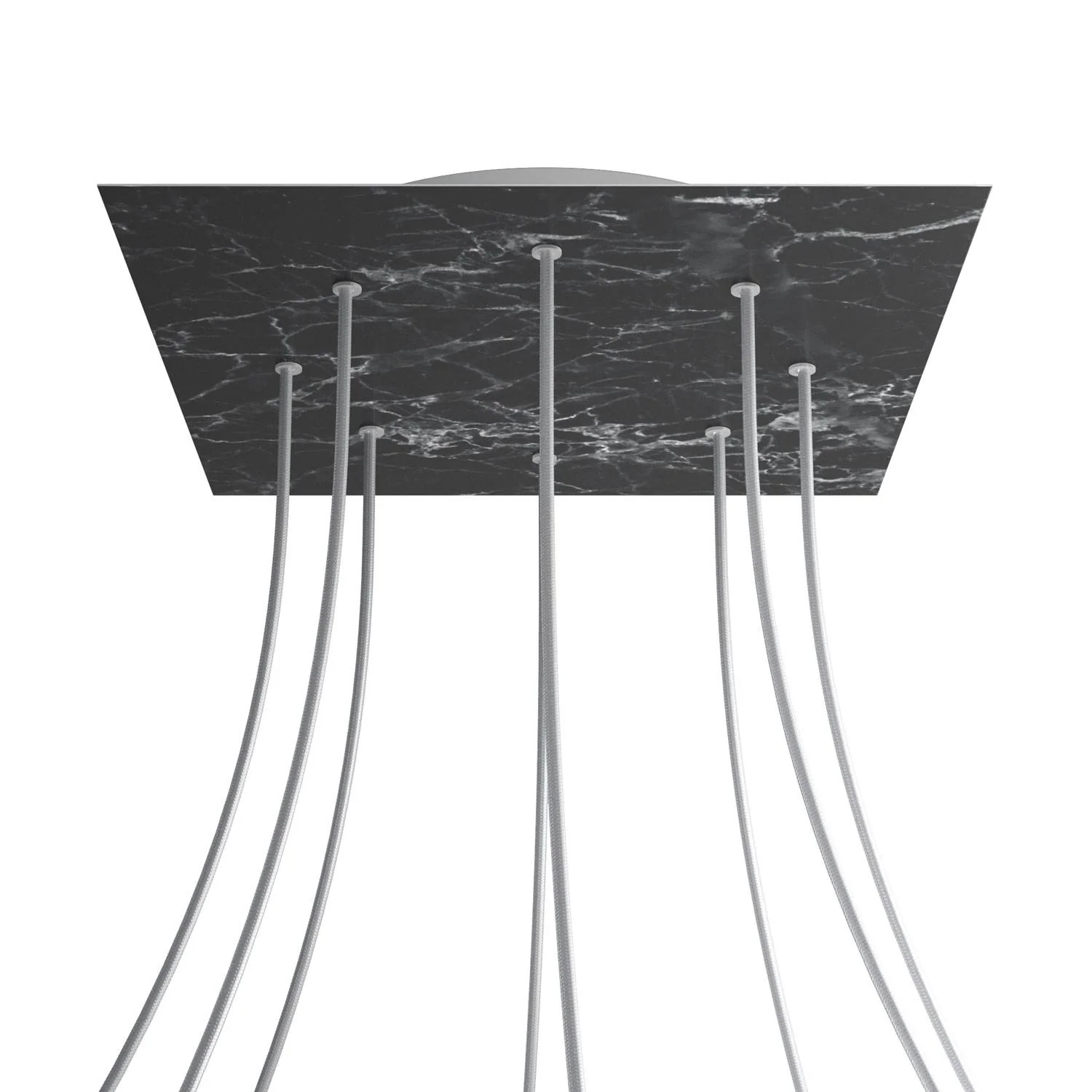 Rose-One XXL Baldachin quadratisch, 400 mm mit 8 Löchern und 4 seitlichen Löchern – Marmor Marquina