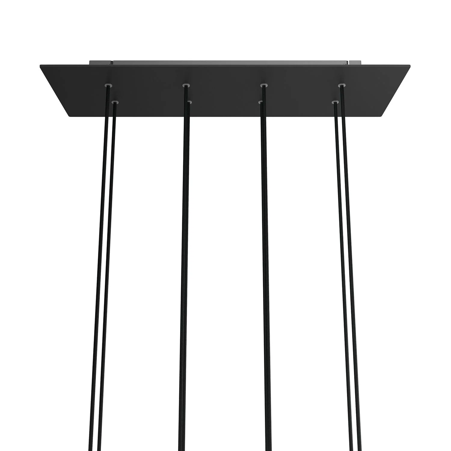 Rechteckiger XXL-Baldachin Rose-One mit 8 Löchern und 6 Seitenlöchern, Maße 675 x 225 mm – Dibond Schwarz matt