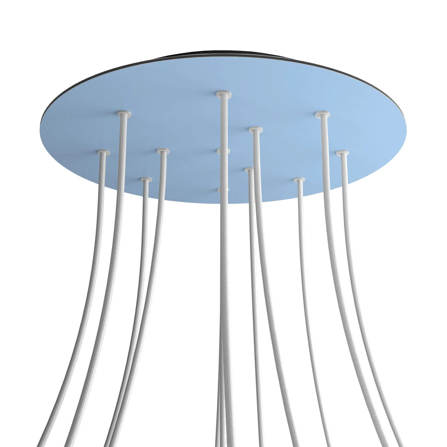 XXL Lampenbaldachin Rose-One rund, Durchmesser 400 mm mit 12 Löchern und 4 seitlichen Löchern – Zuckerpapier-Blau - Image 8
