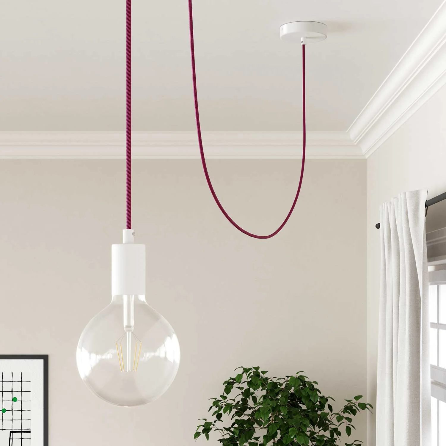 Rundes Electric Vertigo HD-Kabel, mit Fuchsia- und Dunkellila-Stoff ummantelt, ERM50 - Image 3