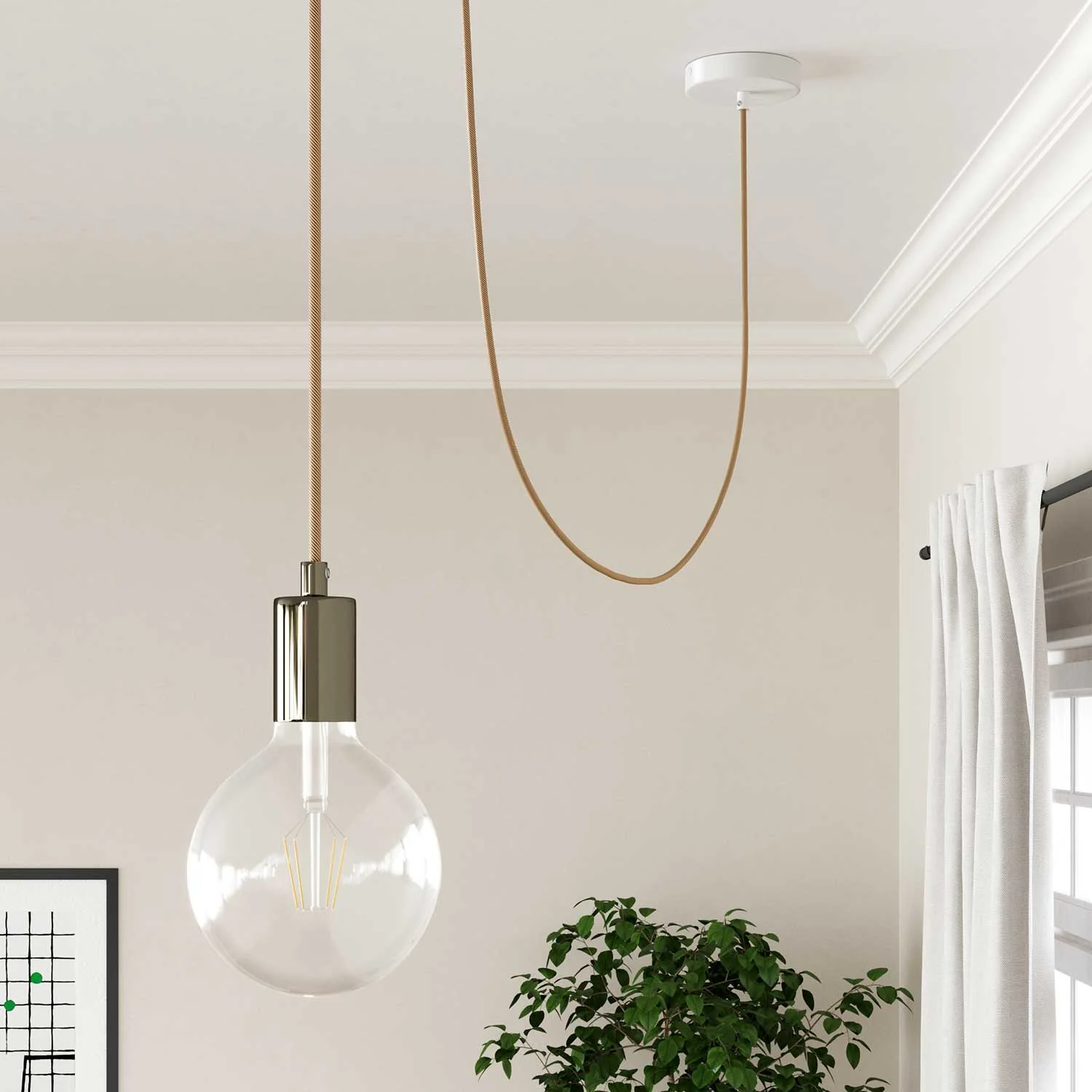 Rundes Electric Vertigo HD Kabel mit Stoff in Weiß und Whiskey ERM49 - Image 3