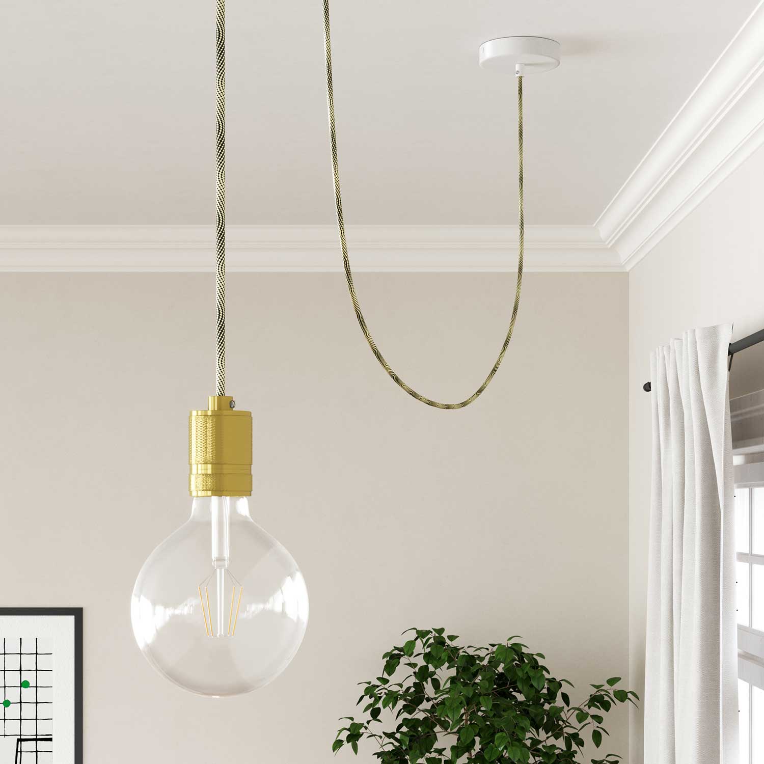 Rundes Electric Vertigo HD-Kabel ummantelt mit optisch schwarzem und goldenem Stoff ERM65 - Image 3