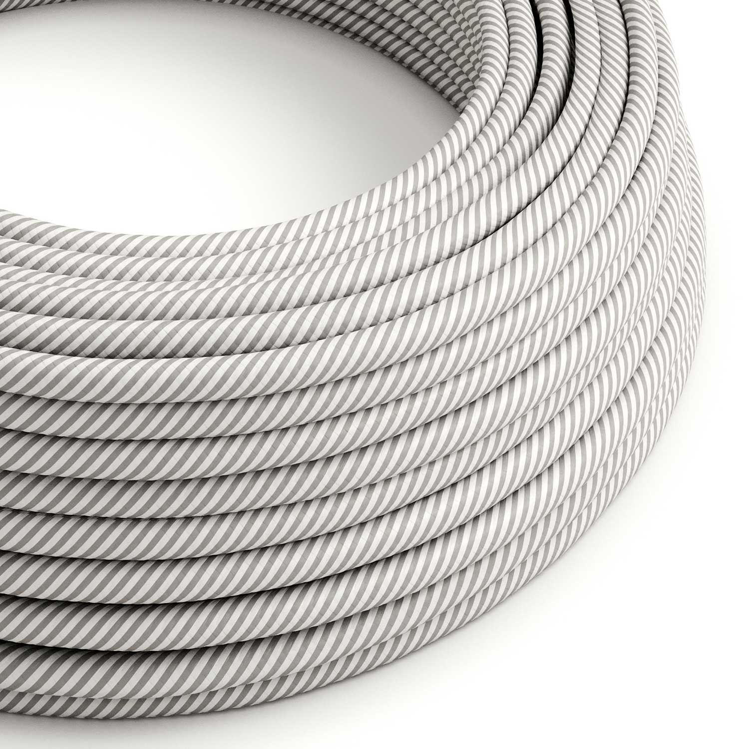 Rundes Electric Vertigo HD Kabel, ummantelt mit weißem und aluminiumfarbenem Stoff ERM46