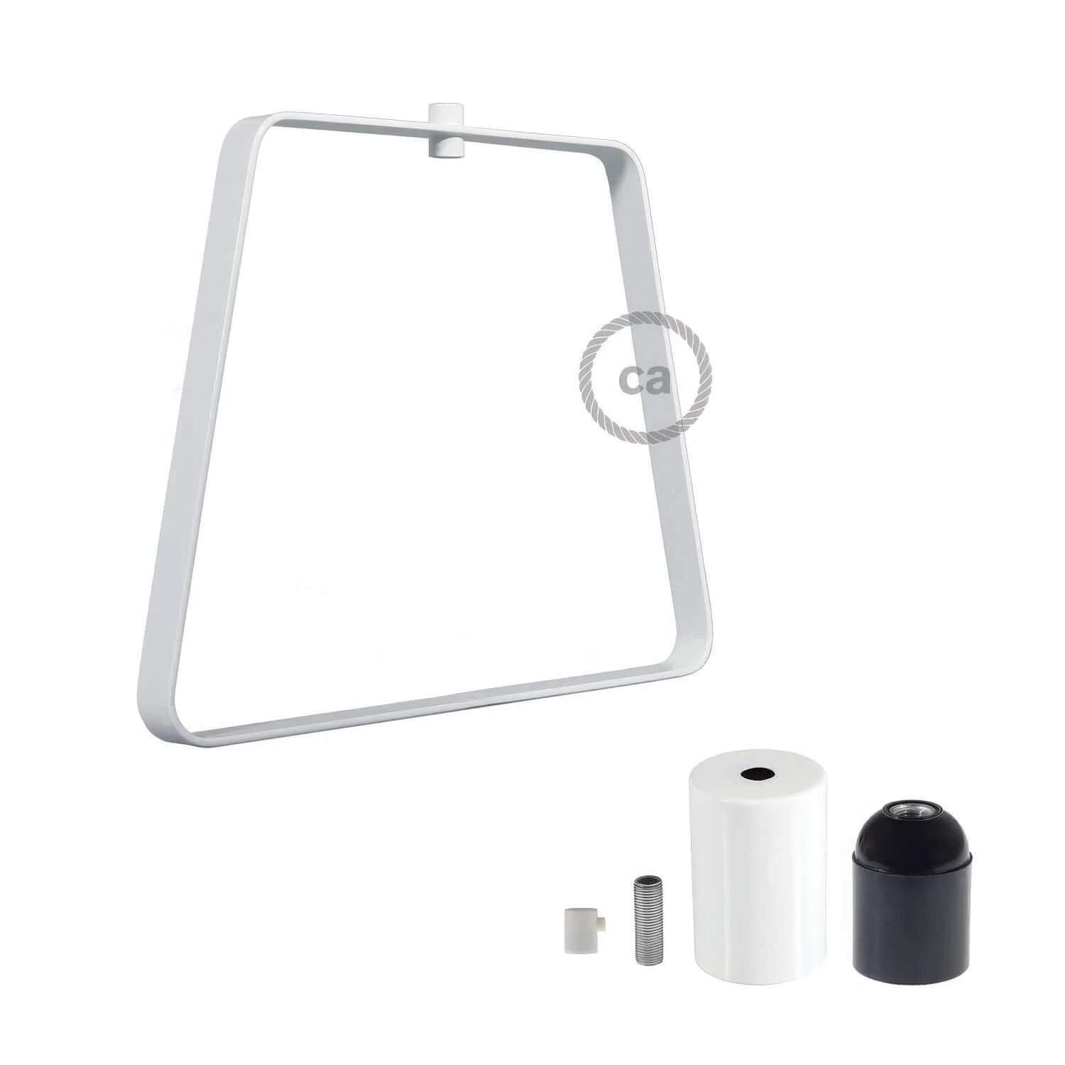 Lampenschirm Duedì Base aus Metall mit Metall-Fassungsabdeckung und E27-Fassung – Weiß - Image 3