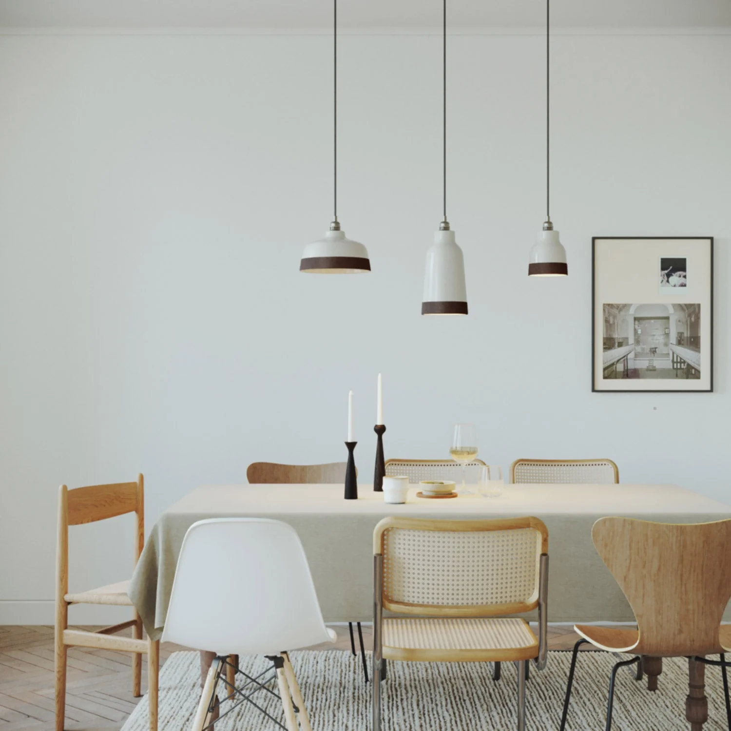 Flaschenförmiger, zweifarbiger Lampenschirm aus Keramik, Weiß und Braun, Kollektion Materia – Made in Italy - Image 3