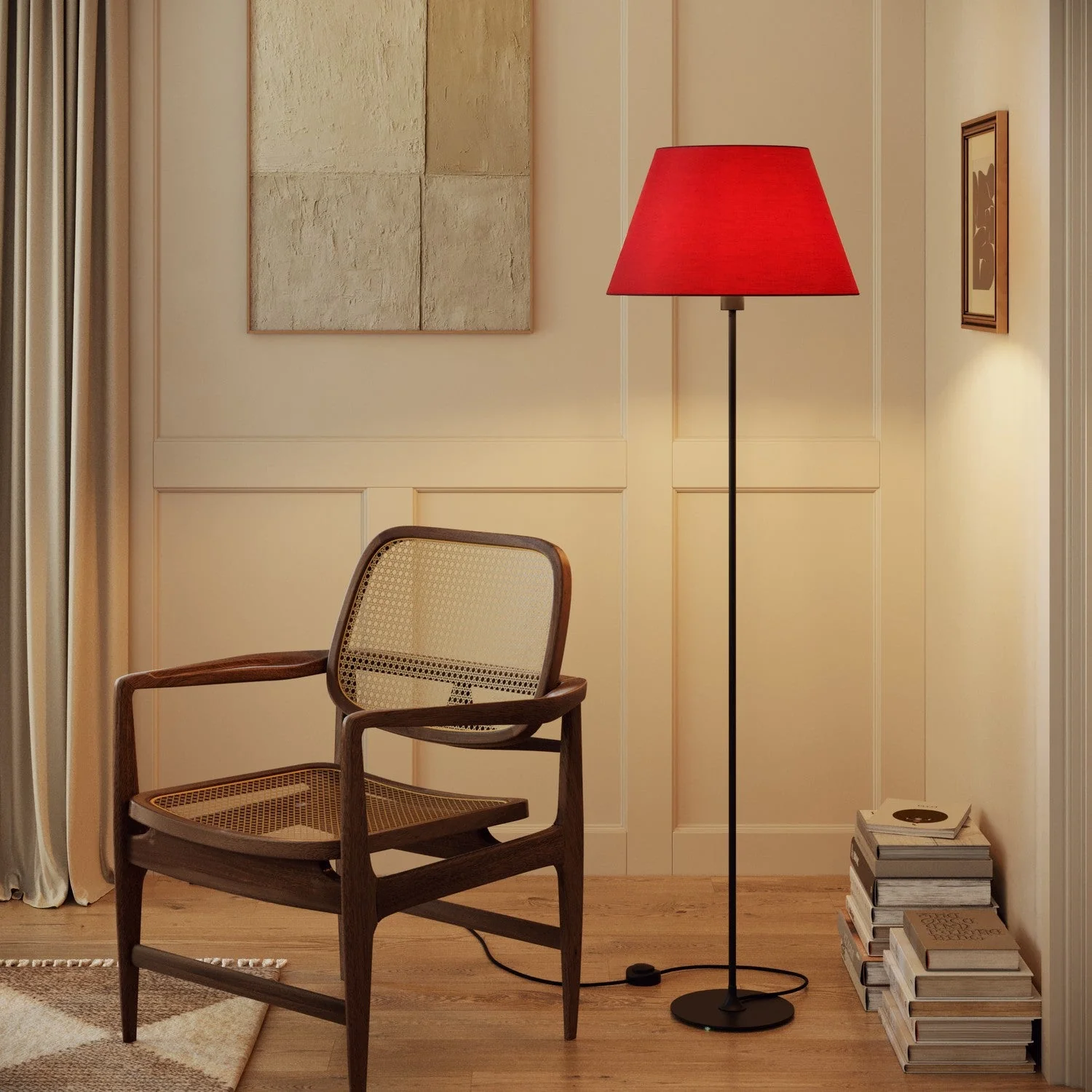 Impero Lampenschirm L für Tischlampe oder Wandleuchte mit E27-Fassung – Made in Italy – Stoff Rot - Image 2