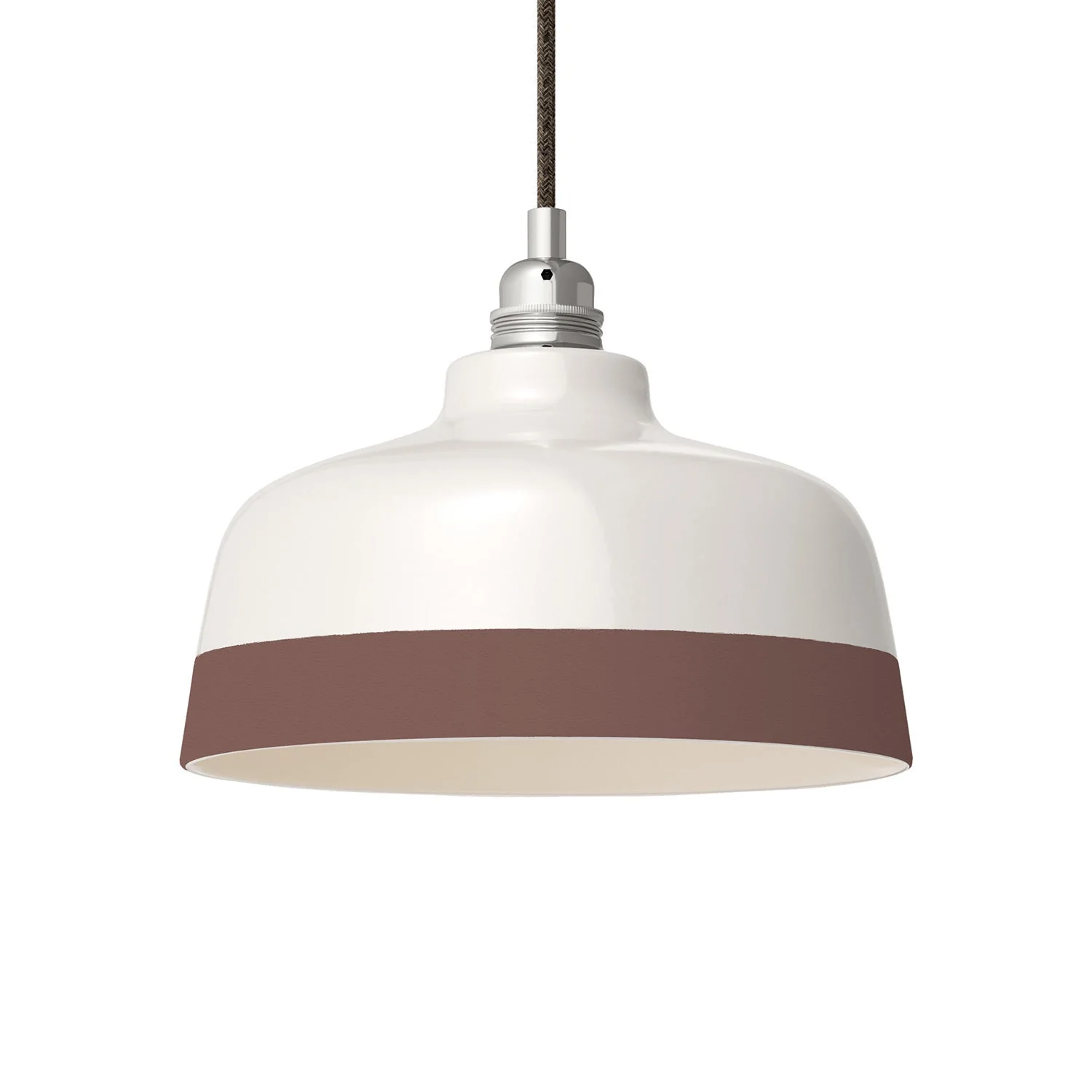 Lampenschirm Coppa zweifarbig aus Keramik Weiß und Braun, Kollektion Materia – Made in Italy