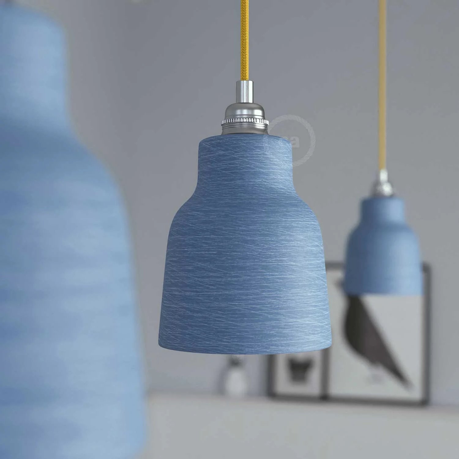 Vaso-Lampenschirm aus Keramik, Kollektion Materia – Made in Italy – Avion gestreift - Image 3