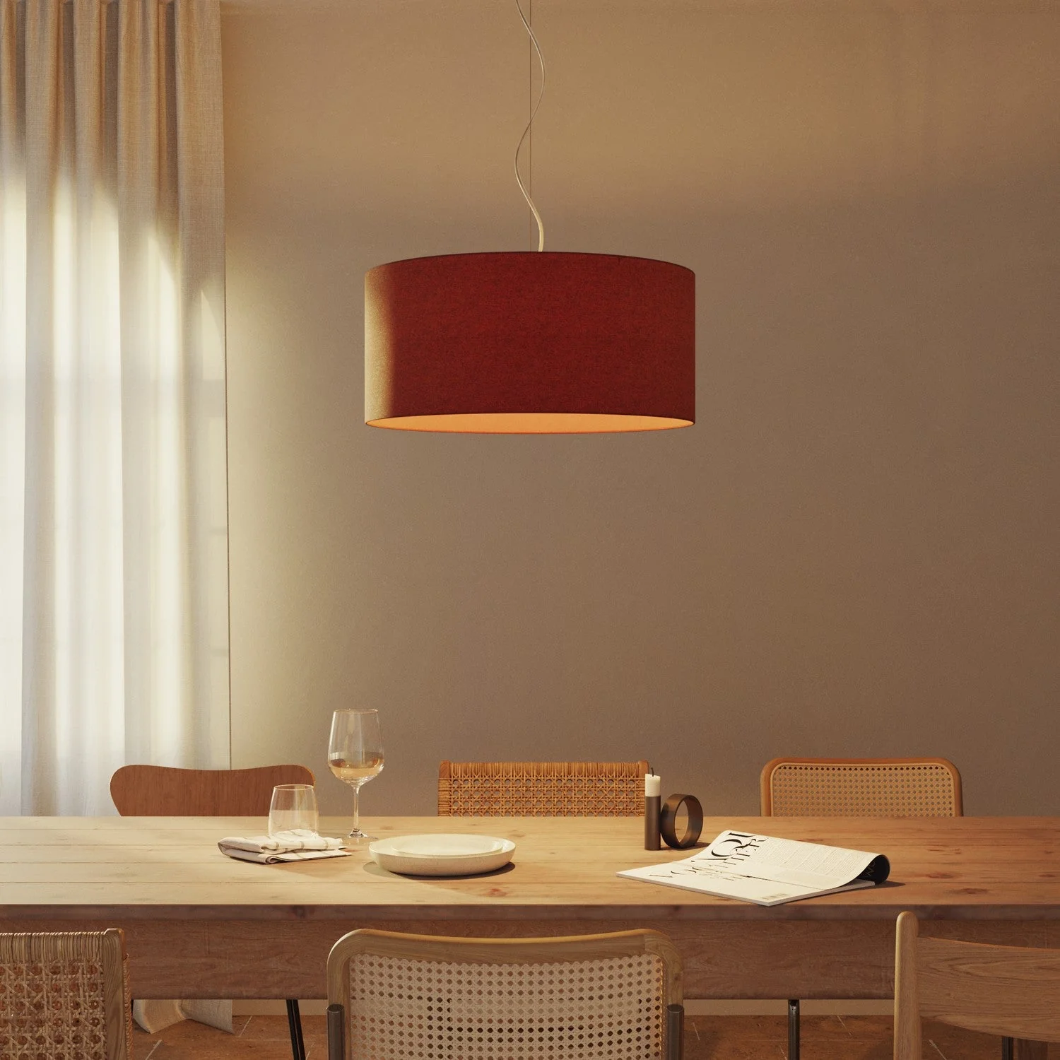 XXL Zylinderschirm aus Stoff mit E27-Fassung – Made in Italy – Wolle Lobster - Image 2